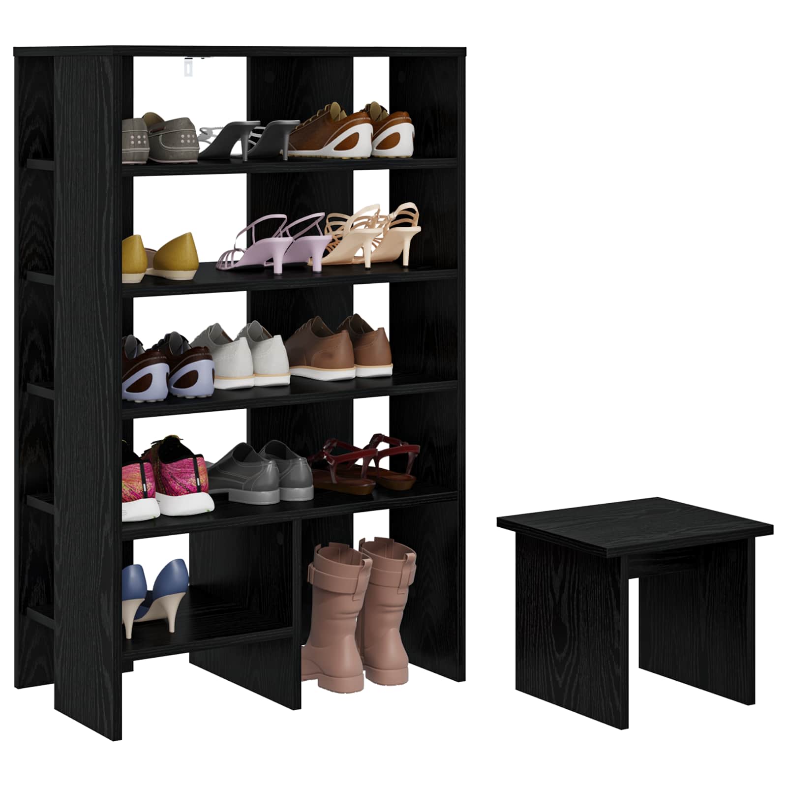 Cabinet à chaussures 2 pcs Chêne noir Bois d'ingénierie - XIOS