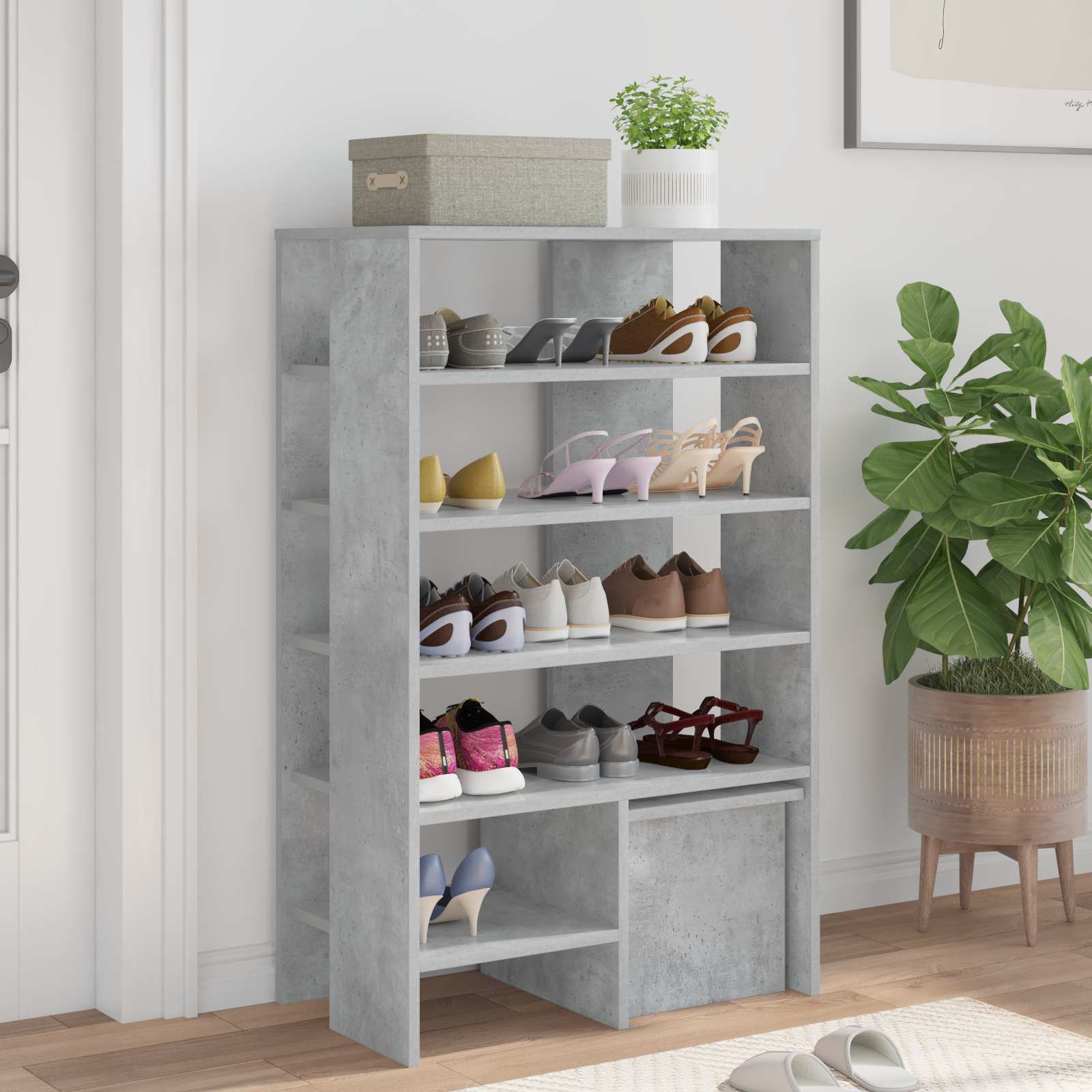Cabinet à chaussures 2 pcs Gris béton Bois d'ingénierie - XIOS
