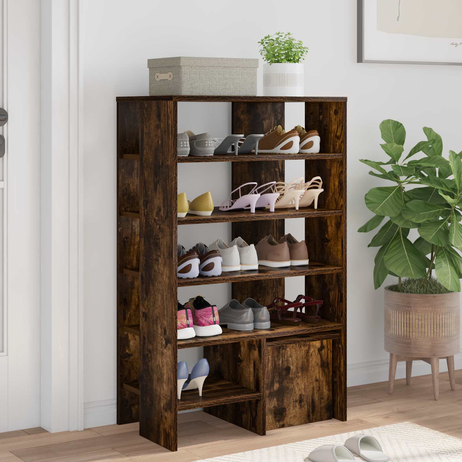 Cabinet à chaussures 2 pcs Chêne fumé Bois d'ingénierie - XIOS