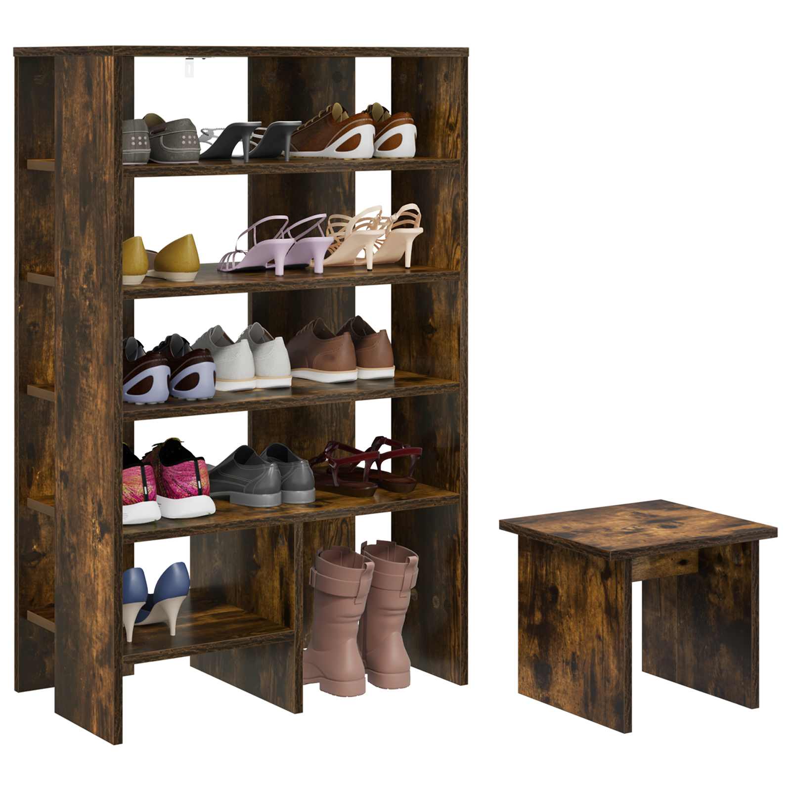 Cabinet à chaussures 2 pcs Chêne fumé Bois d'ingénierie - XIOS