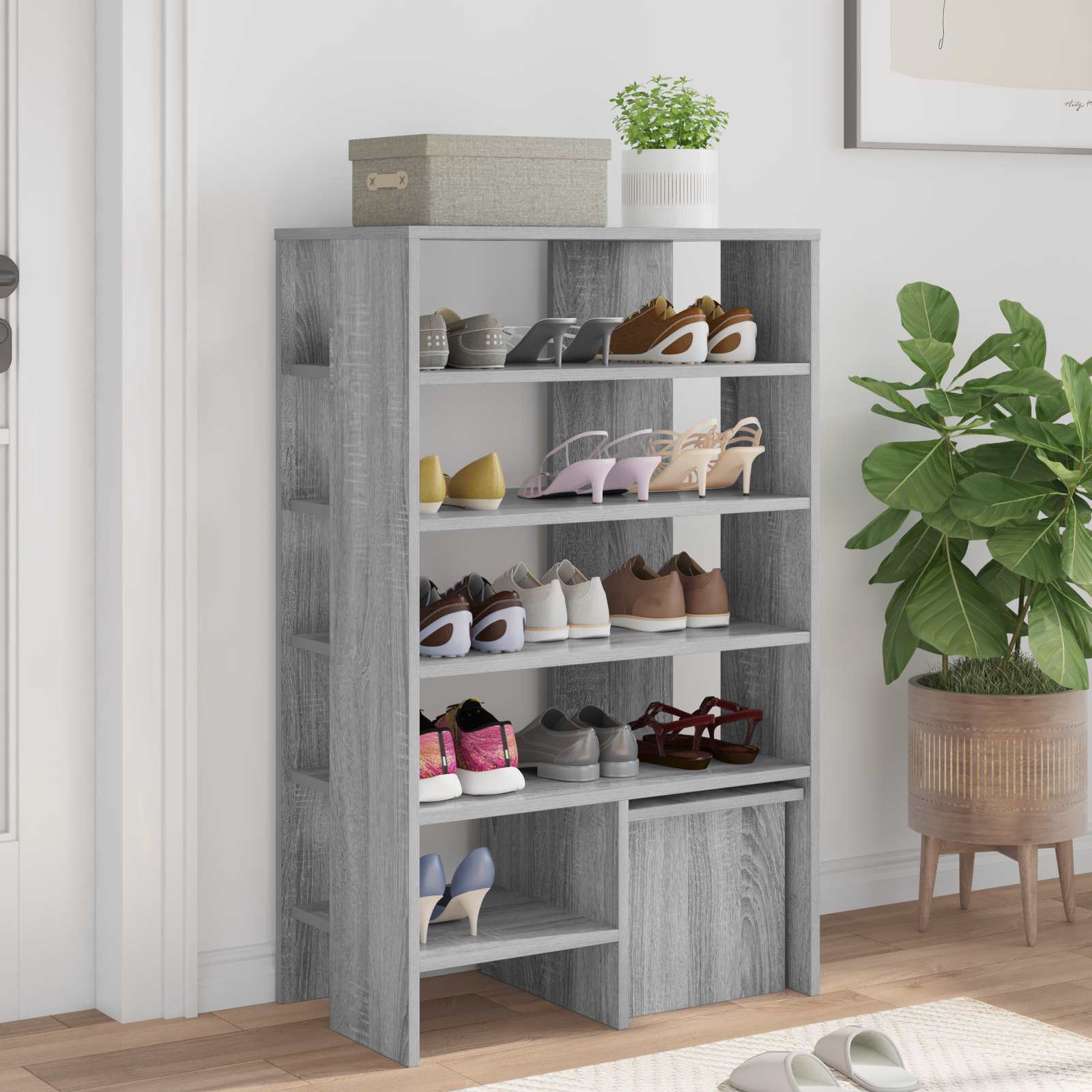 Cabinet à chaussures 2 pcs Gris Sonoma Bois d'ingénierie - XIOS