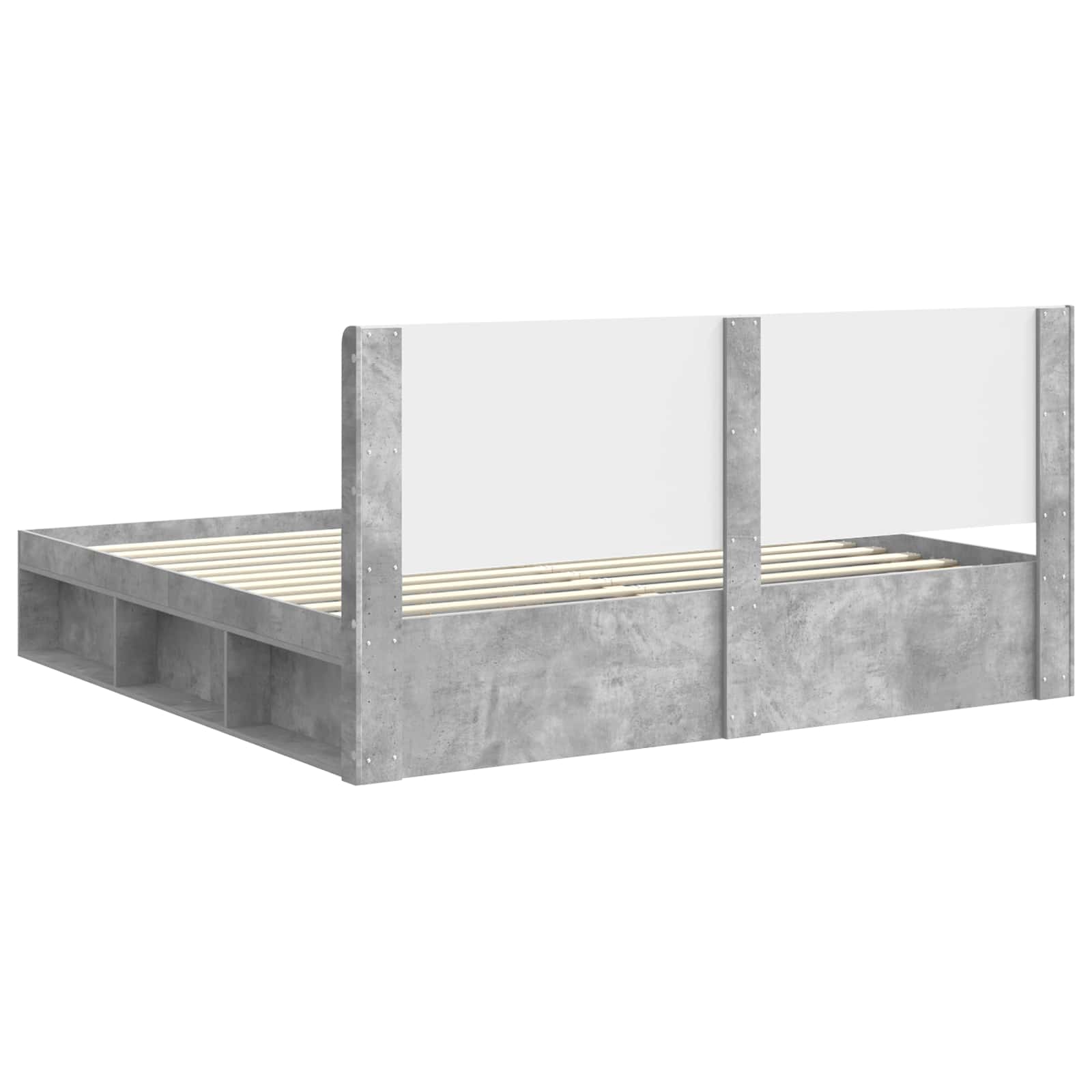Cadre de lit avec rangement et tête de lit Gris béton - XIOS