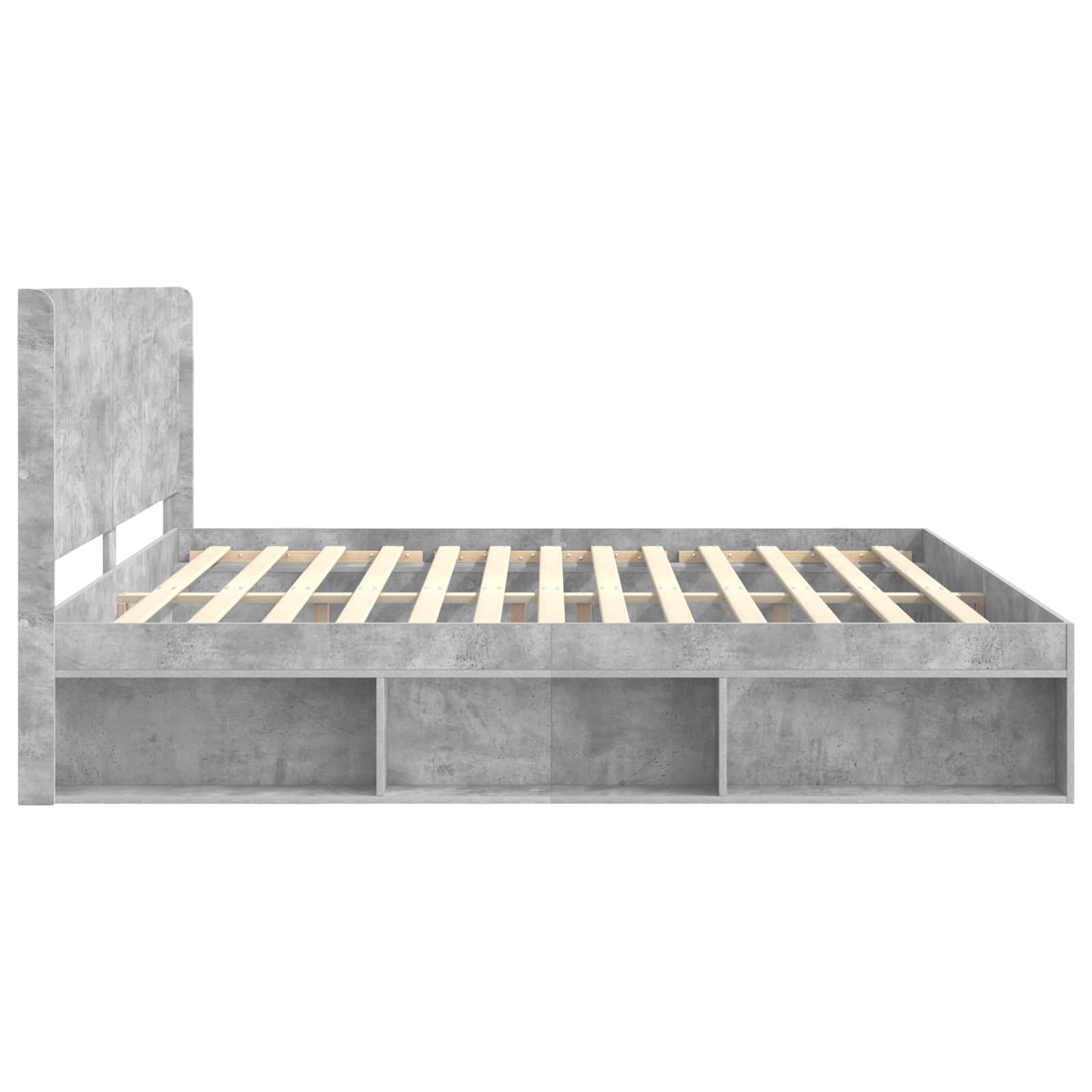 Cadre de lit avec rangement et tête de lit Gris béton - XIOS