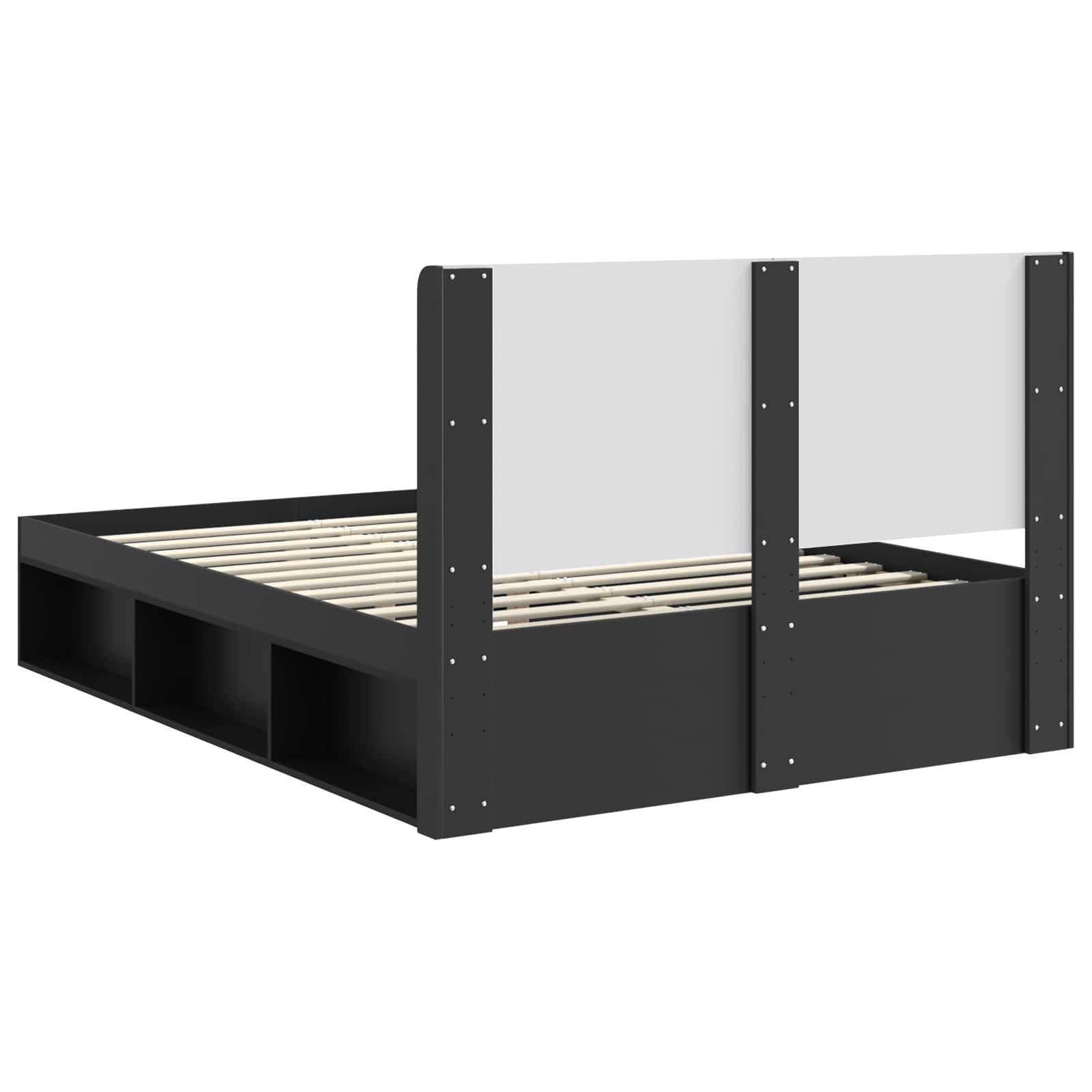 Cadre de lit avec rangement et tête de lit Noir 135 x 190 cm - XIOS