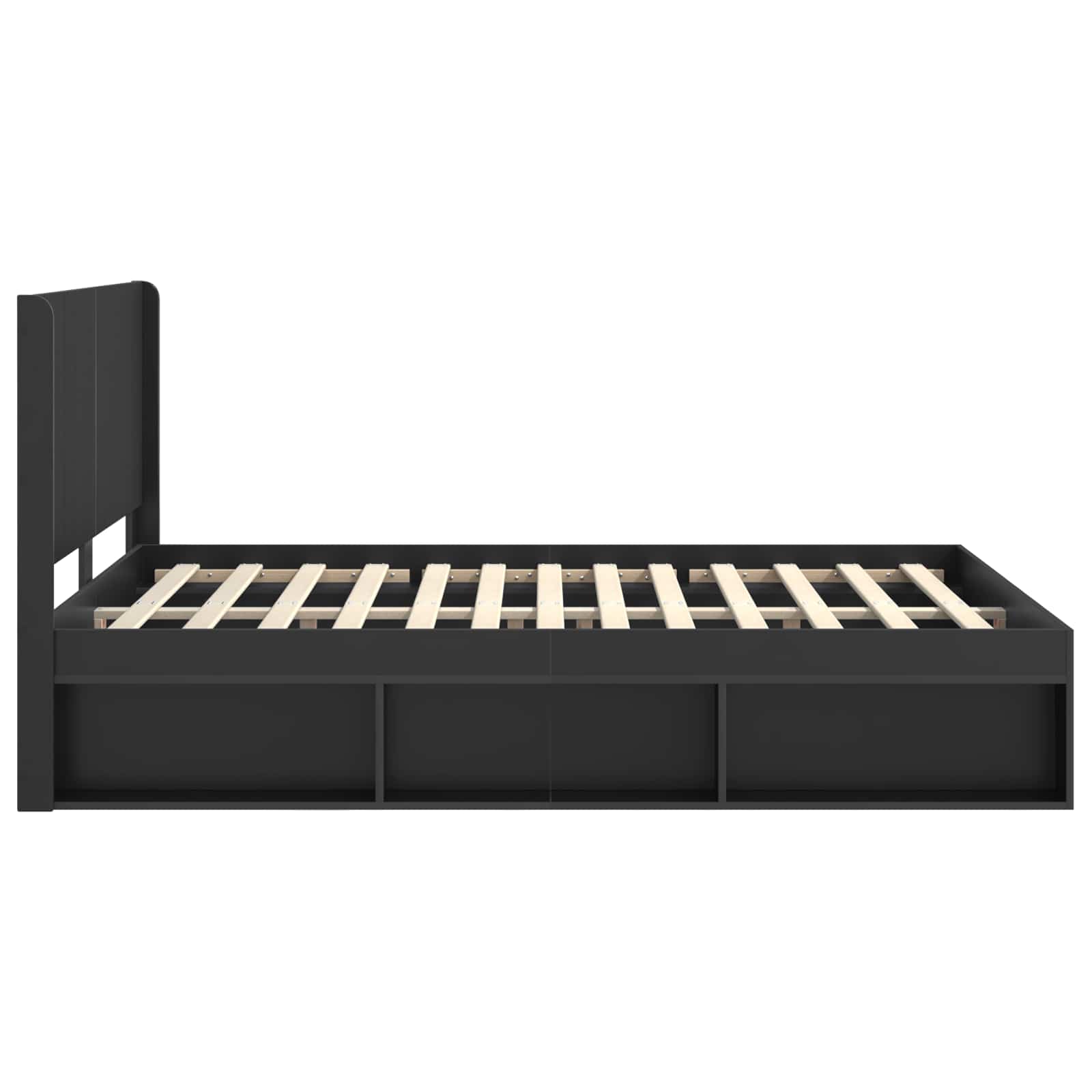 Cadre de lit avec rangement et tête de lit Noir 135 x 190 cm - XIOS
