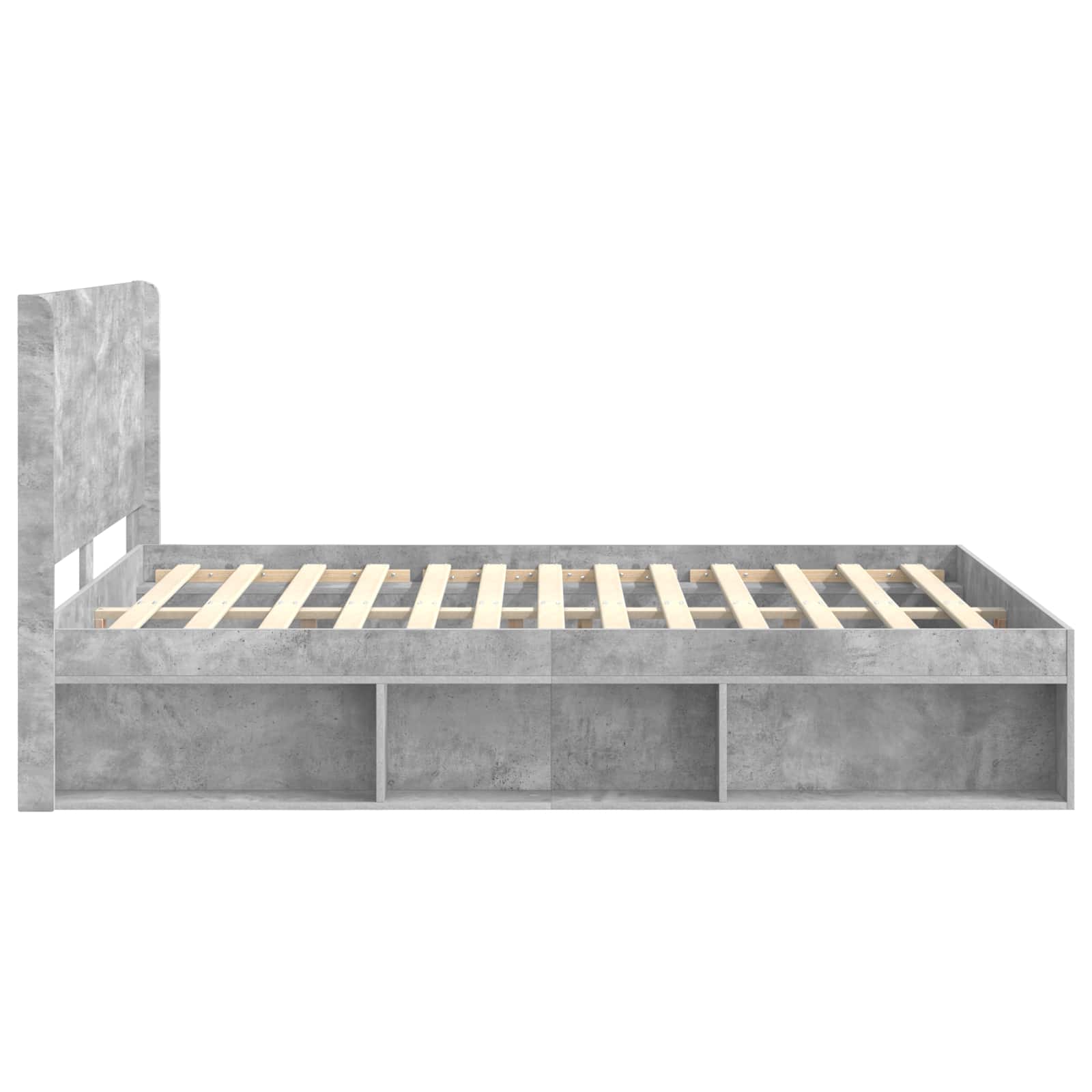 Cadre de lit avec rangement et tête de lit Gris béton - XIOS