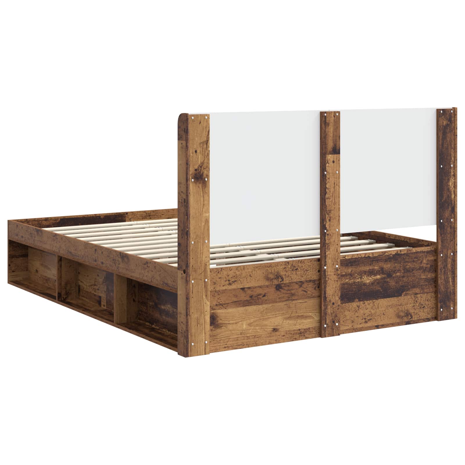 Cadre de lit avec rangement et tête de lit Bois ancien - XIOS