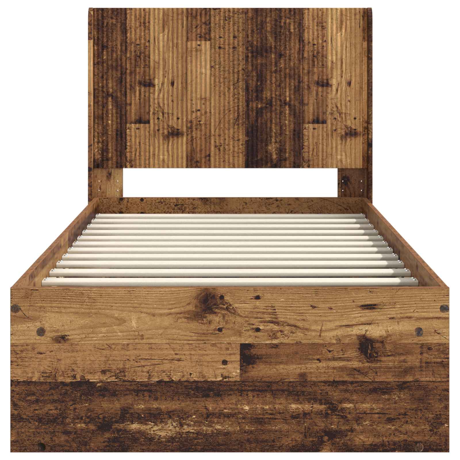 Cadre de lit avec rangement et tête de lit Bois ancien - XIOS