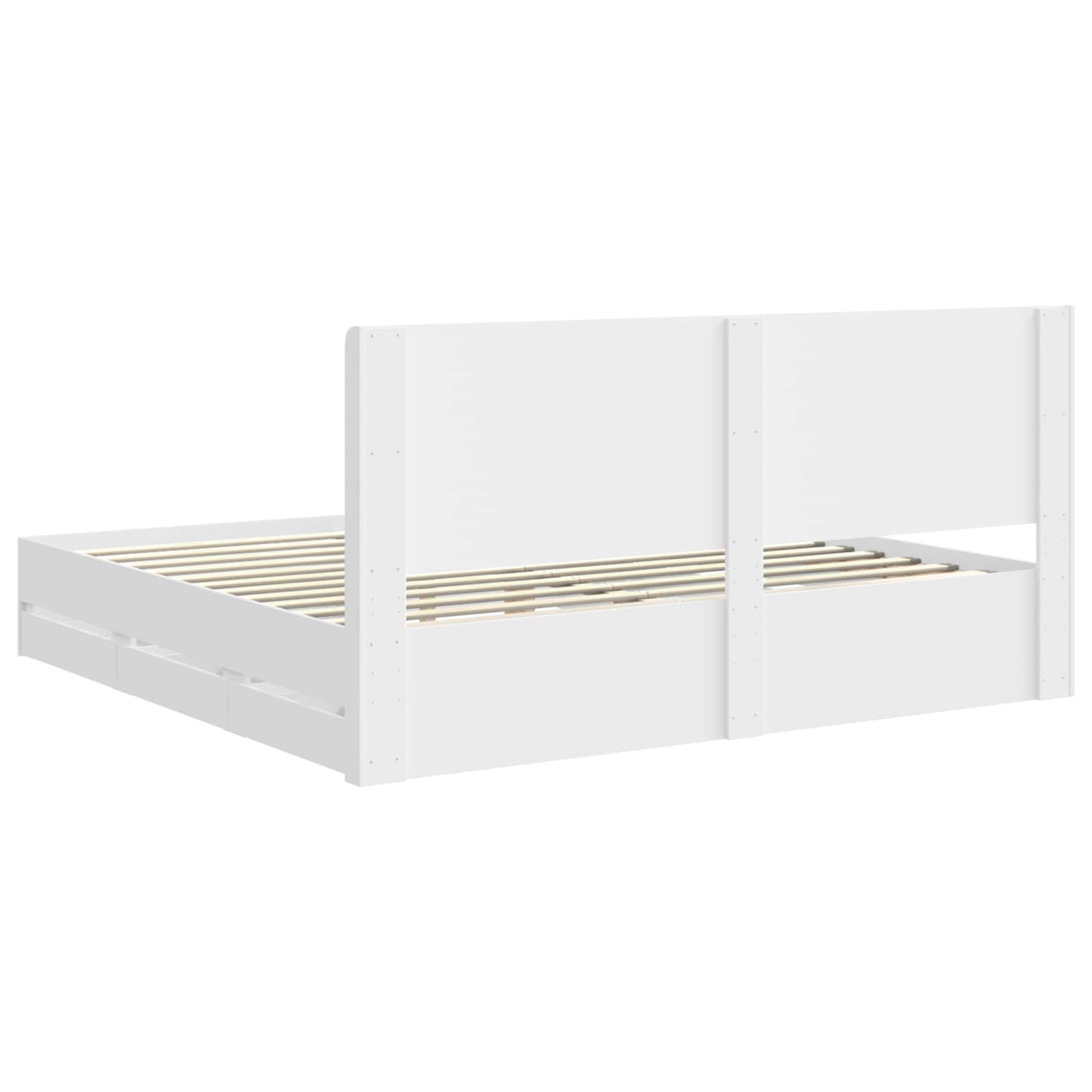 Cadre de lit avec rangement et tête de lit Blanc 200 x 200 cm - XIOS