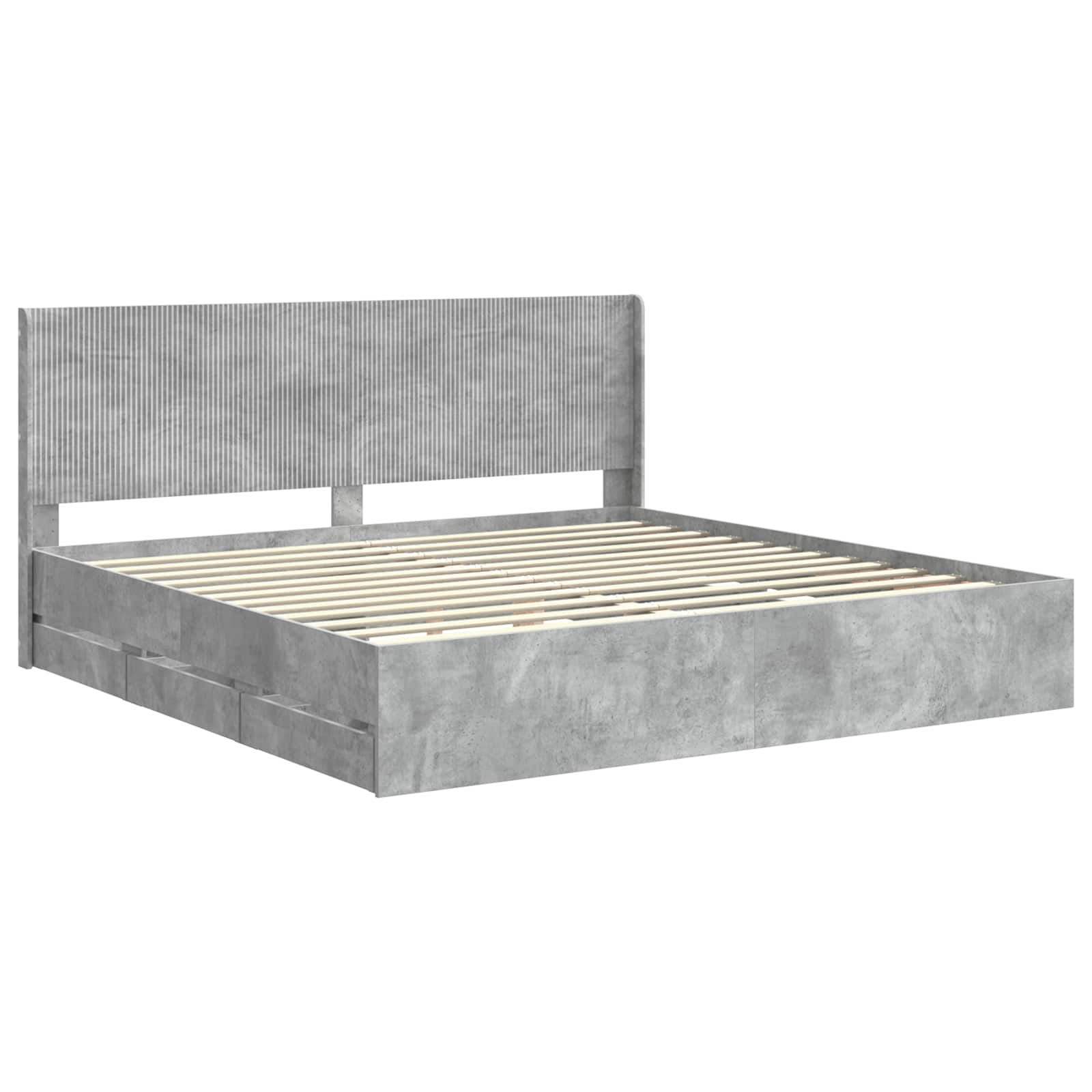 Cadre de lit avec rangement et tête de lit Gris béton