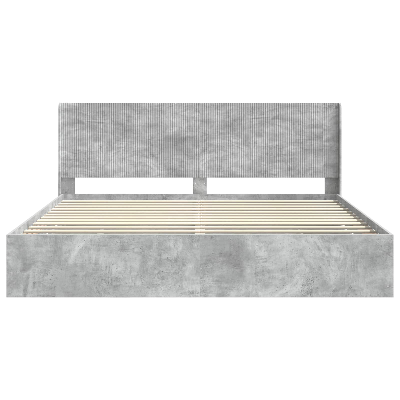 Cadre de lit avec rangement et tête de lit Gris béton