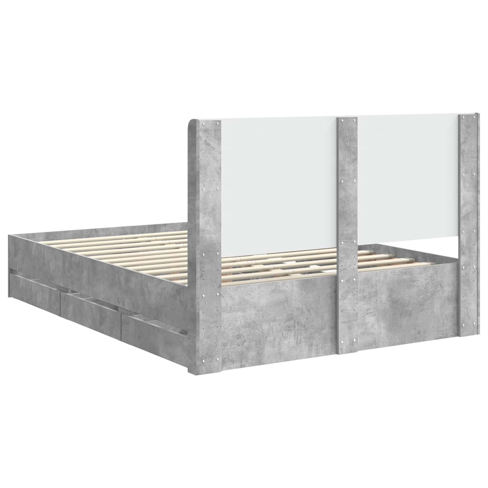 Cadre de lit avec rangement et tête de lit Gris béton - XIOS