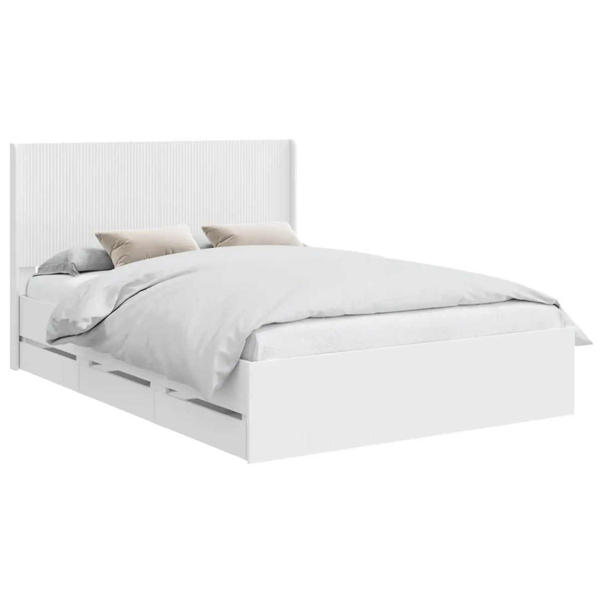 Cadre de lit avec rangement et tête de lit Blanc 140 x 190 cm - XIOS