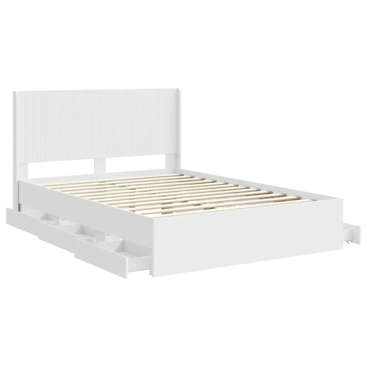 Cadre de lit avec rangement et tête de lit Blanc 140 x 190 cm - XIOS