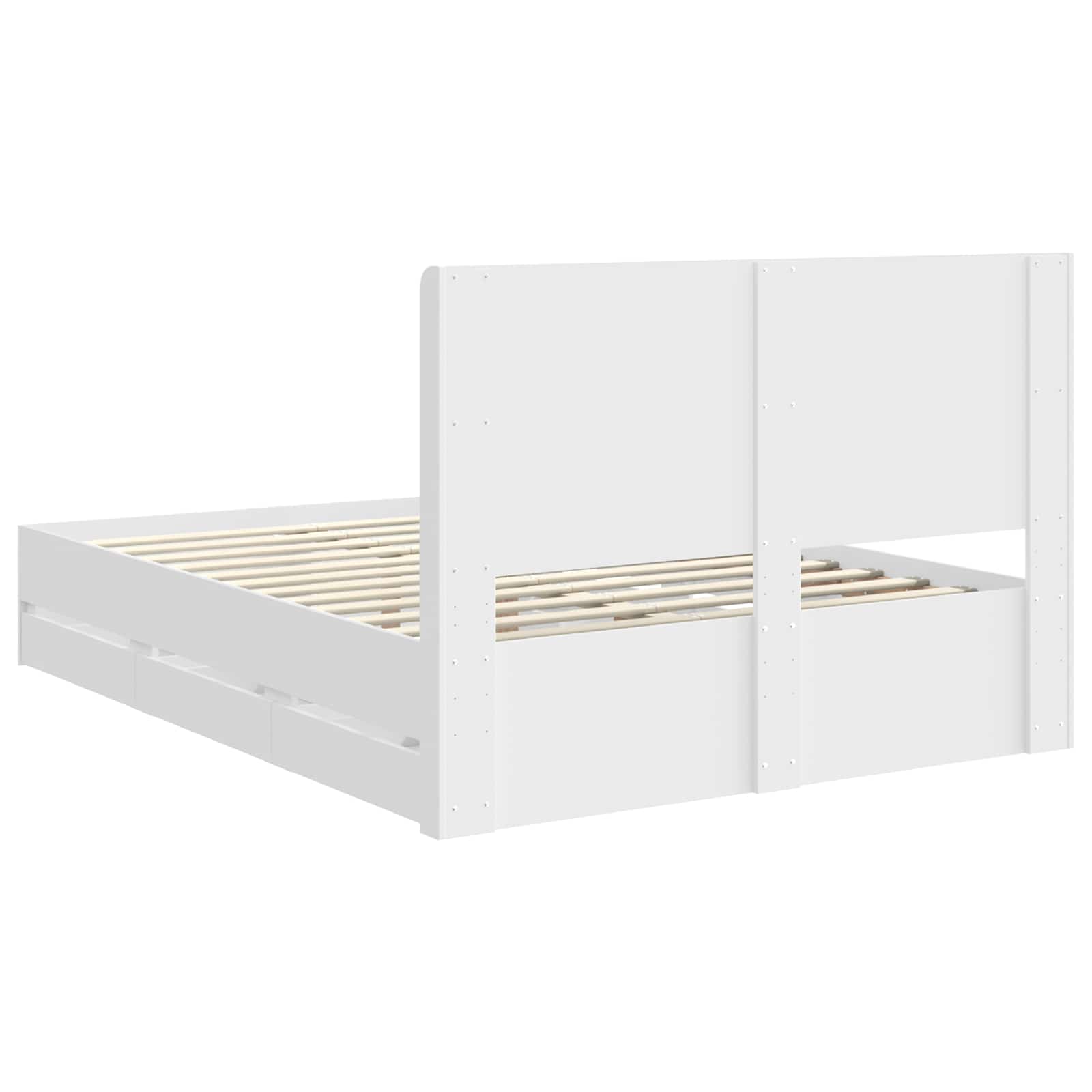 Cadre de lit avec rangement et tête de lit Blanc 140 x 190 cm - XIOS