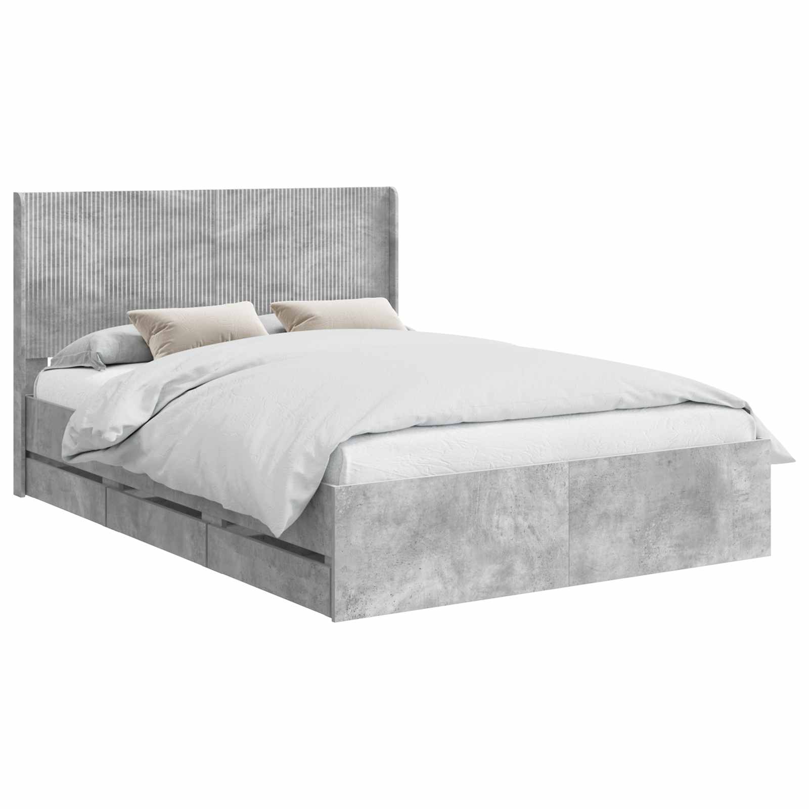 Cadre de lit avec rangement et tête de lit Gris béton - XIOS