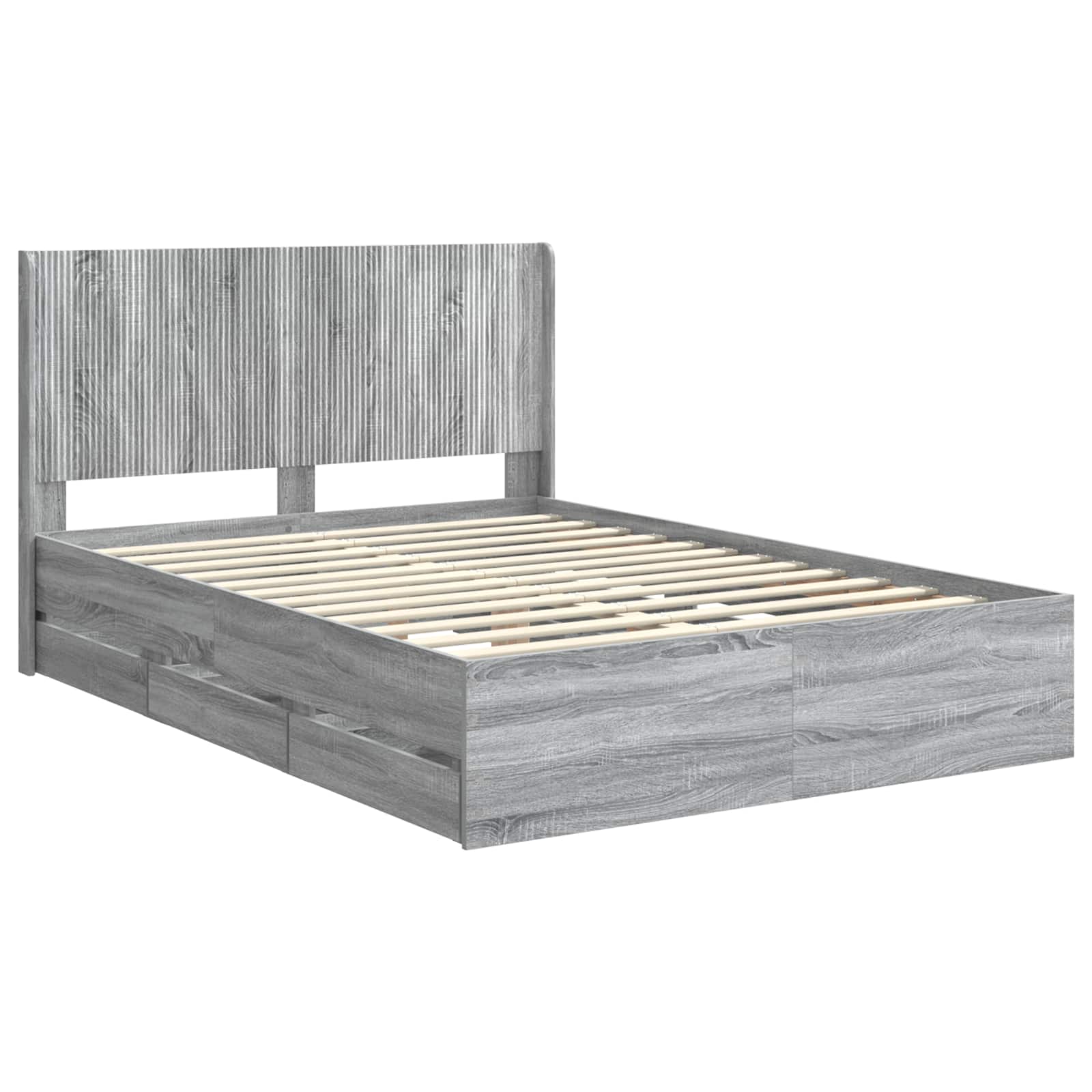 Cadre de lit avec rangement et tête de lit Sonoma gris