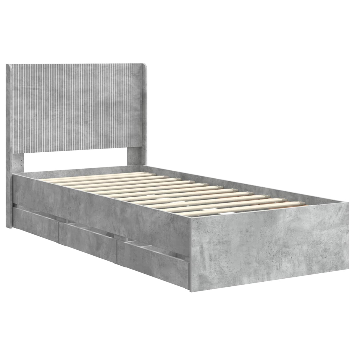 Cadre de lit avec rangement et tête de lit Gris béton
