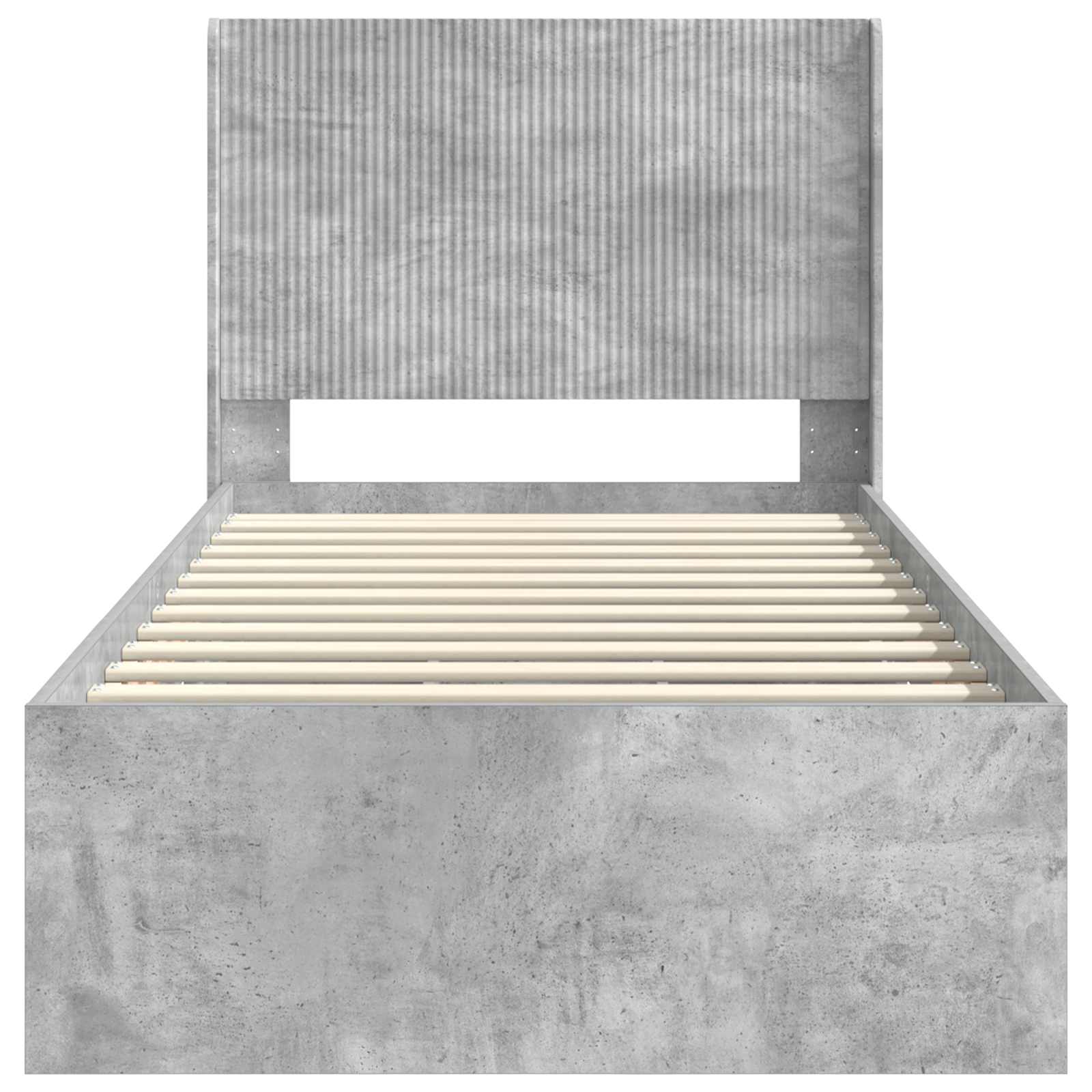 Cadre de lit avec rangement et tête de lit Gris béton - XIOS