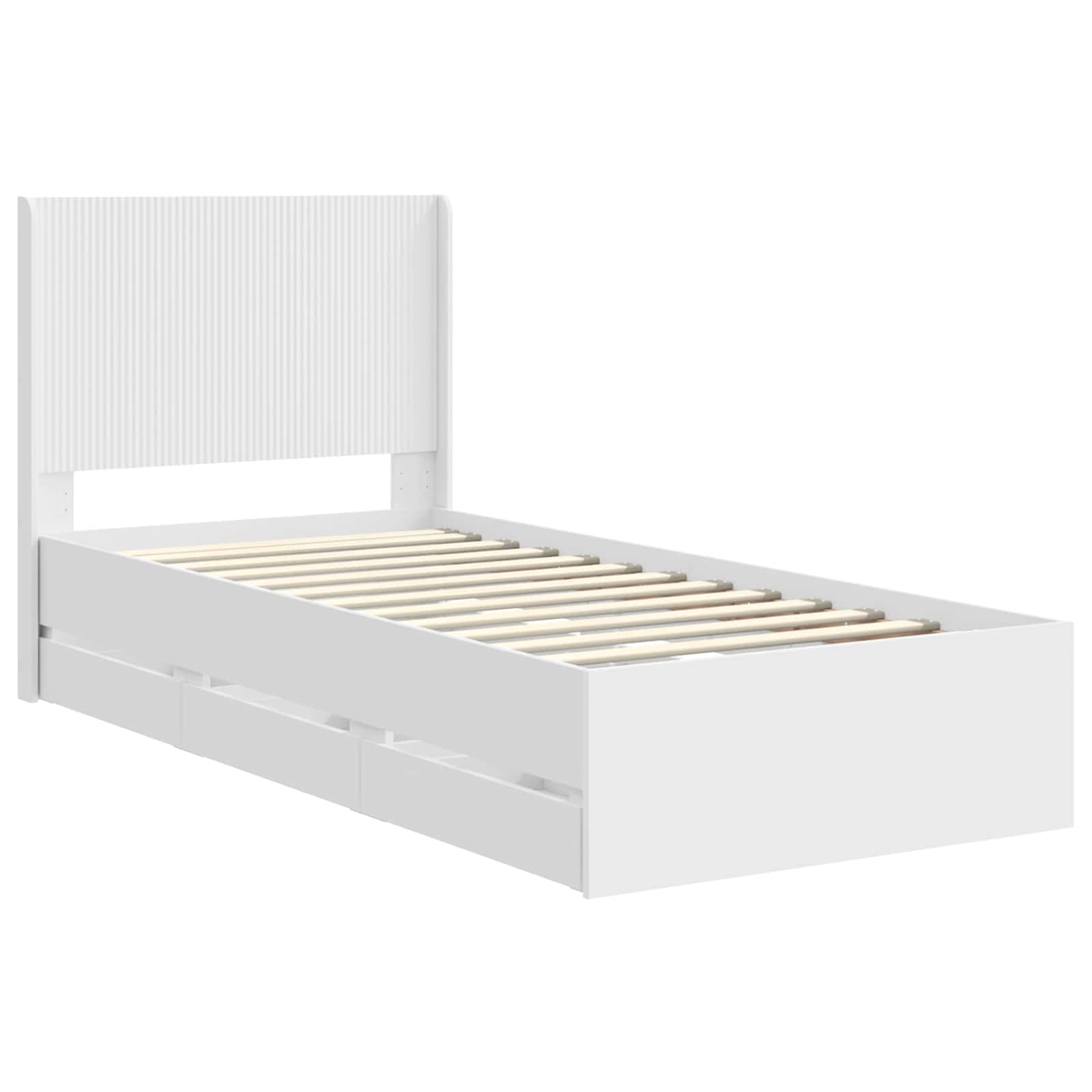 Cadre de lit avec rangement et tête de lit Blanc 75 x 190 cm - XIOS