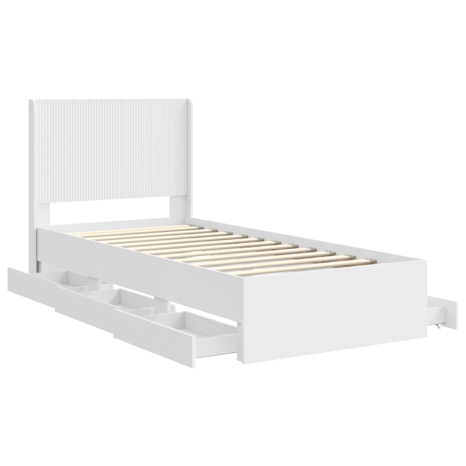 Cadre de lit avec rangement et tête de lit Blanc 75 x 190 cm - XIOS