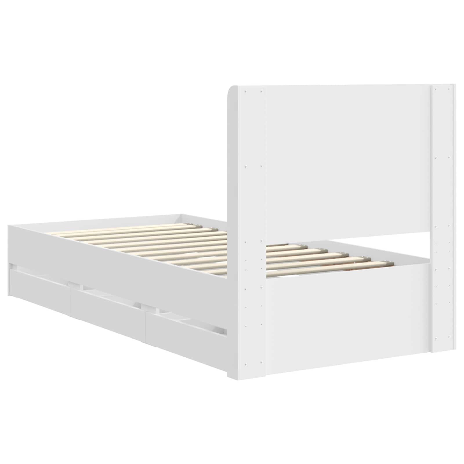 Cadre de lit avec rangement et tête de lit Blanc 75 x 190 cm - XIOS
