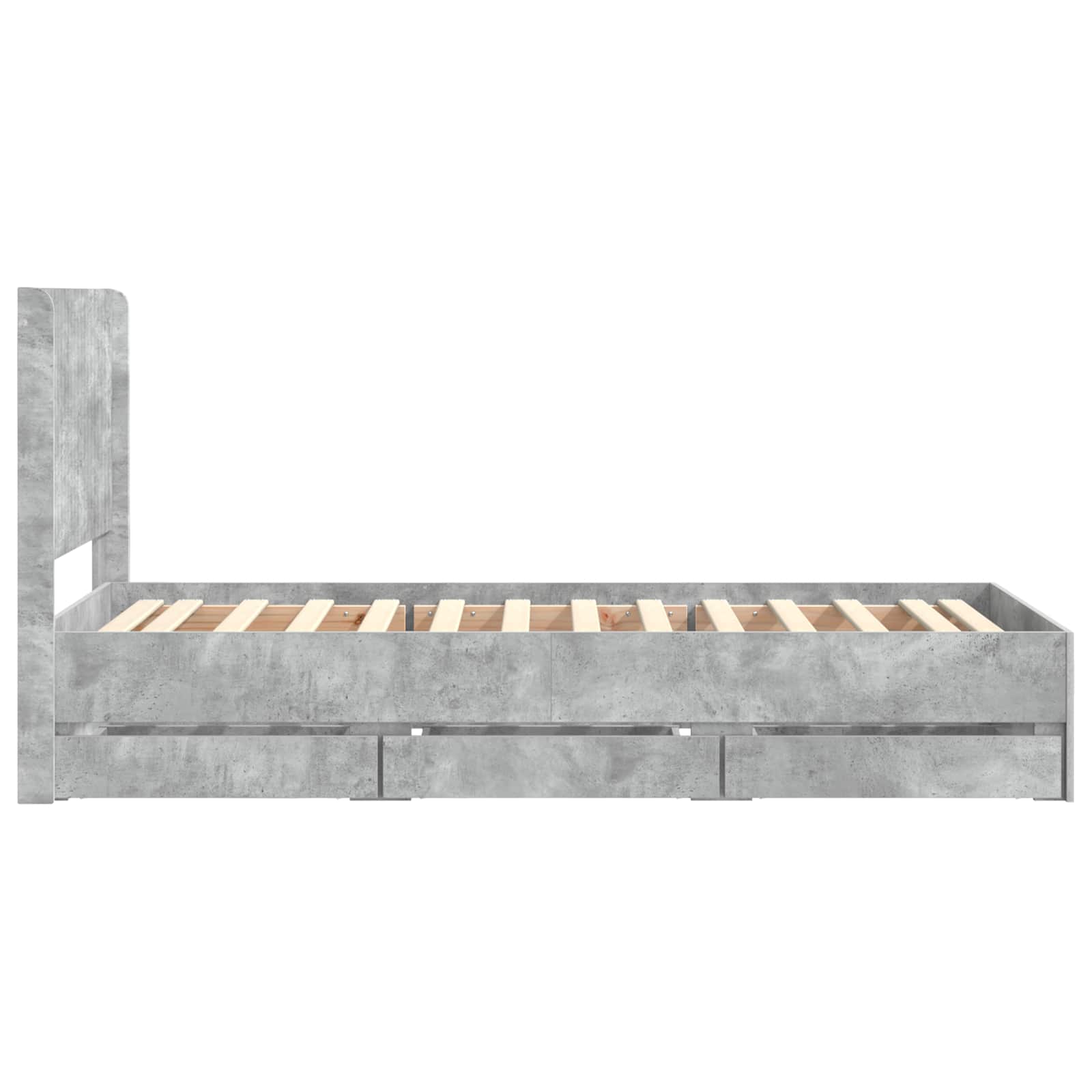 Cadre de lit avec rangement et tête de lit Gris béton