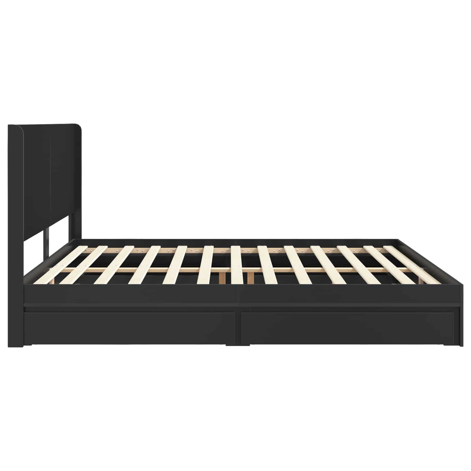 Cadre de lit avec rangement et tête de lit Noir 200 x 200 cm - XIOS