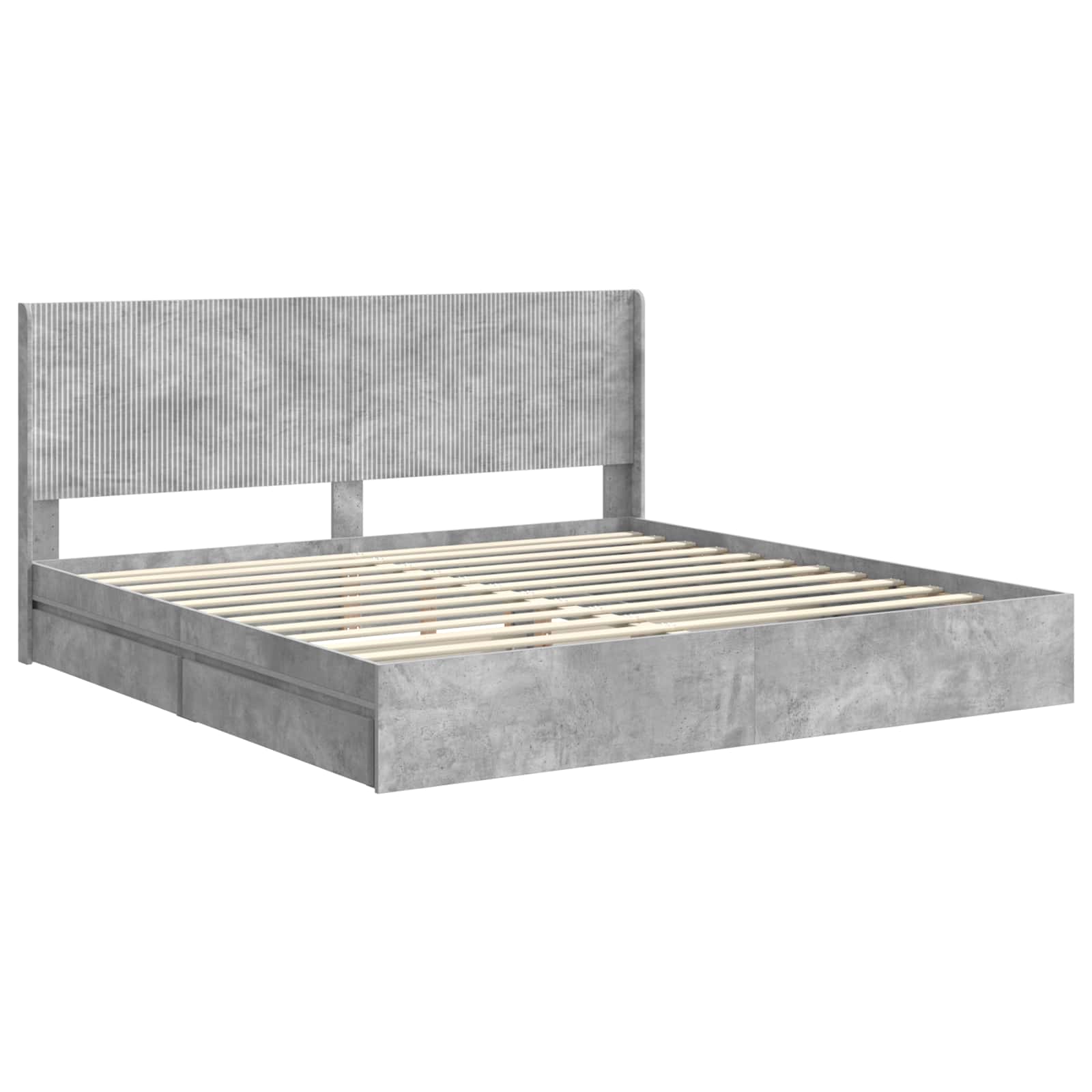 Cadre de lit avec rangement et tête de lit Gris béton - XIOS