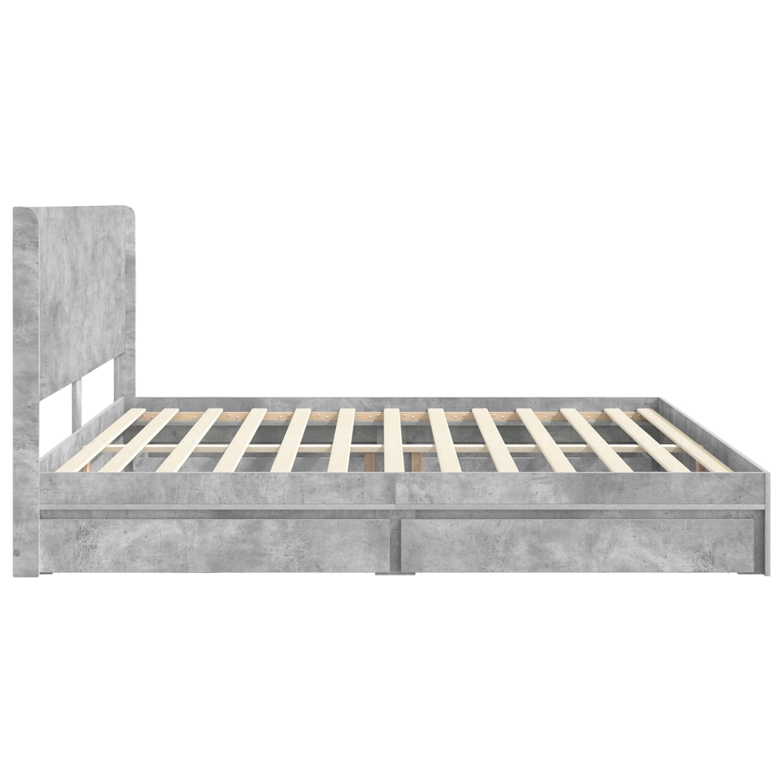 Cadre de lit avec rangement et tête de lit Gris béton - XIOS