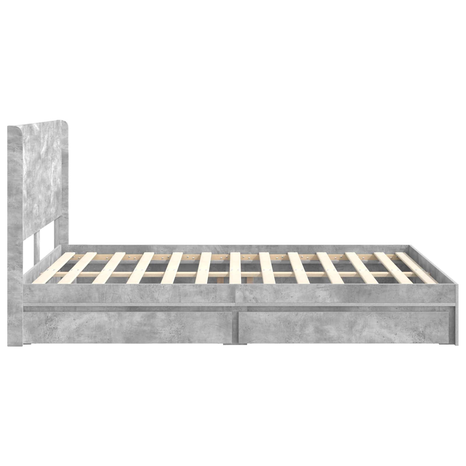 Cadre de lit avec rangement et tête de lit Gris béton - XIOS