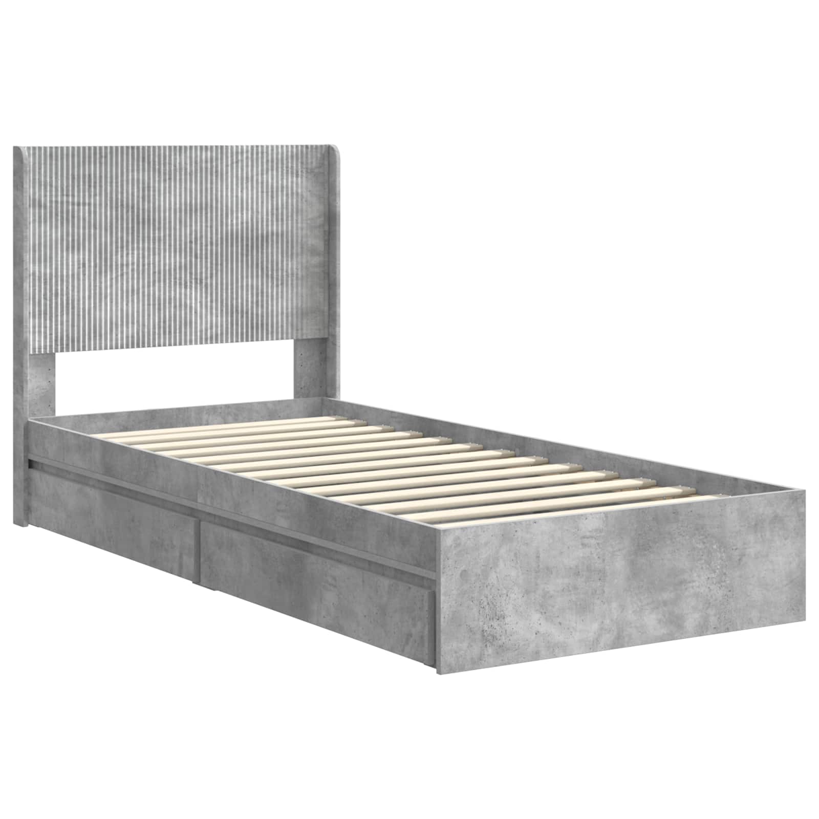 Cadre de lit avec rangement et tête de lit Gris béton - XIOS