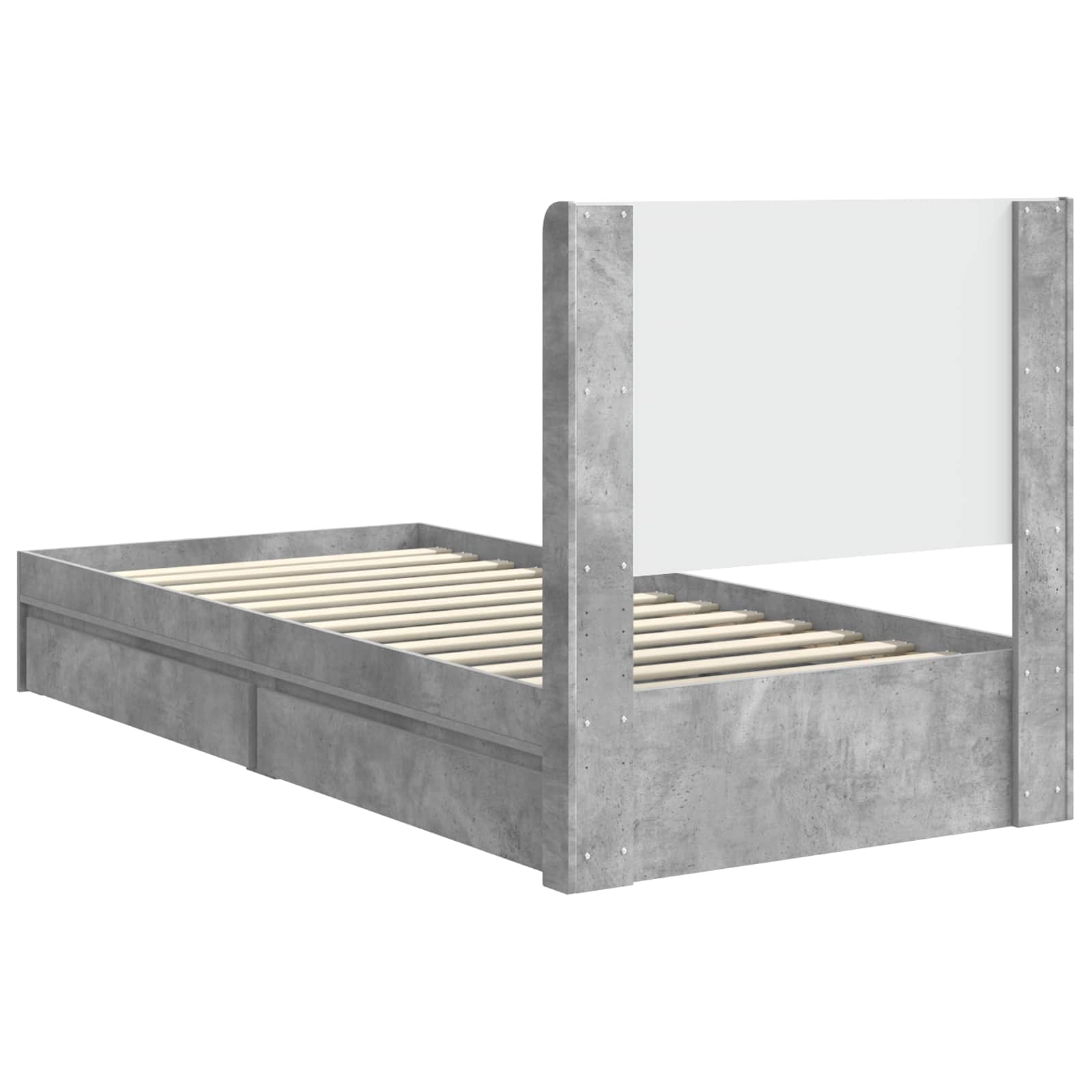 Cadre de lit avec rangement et tête de lit Gris béton - XIOS