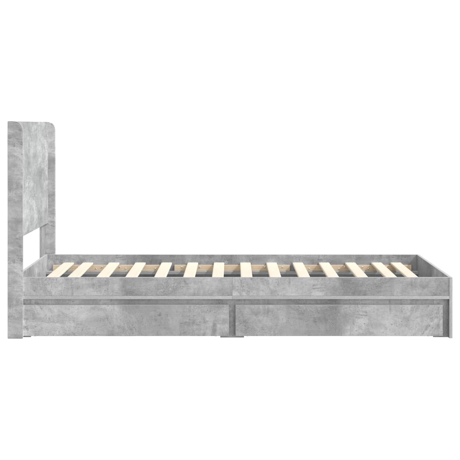 Cadre de lit avec rangement et tête de lit Gris béton - XIOS