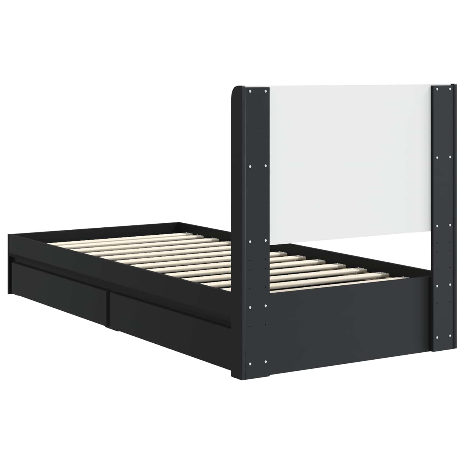 Cadre de lit avec rangement et tête de lit Noir 75 x 190 cm - XIOS