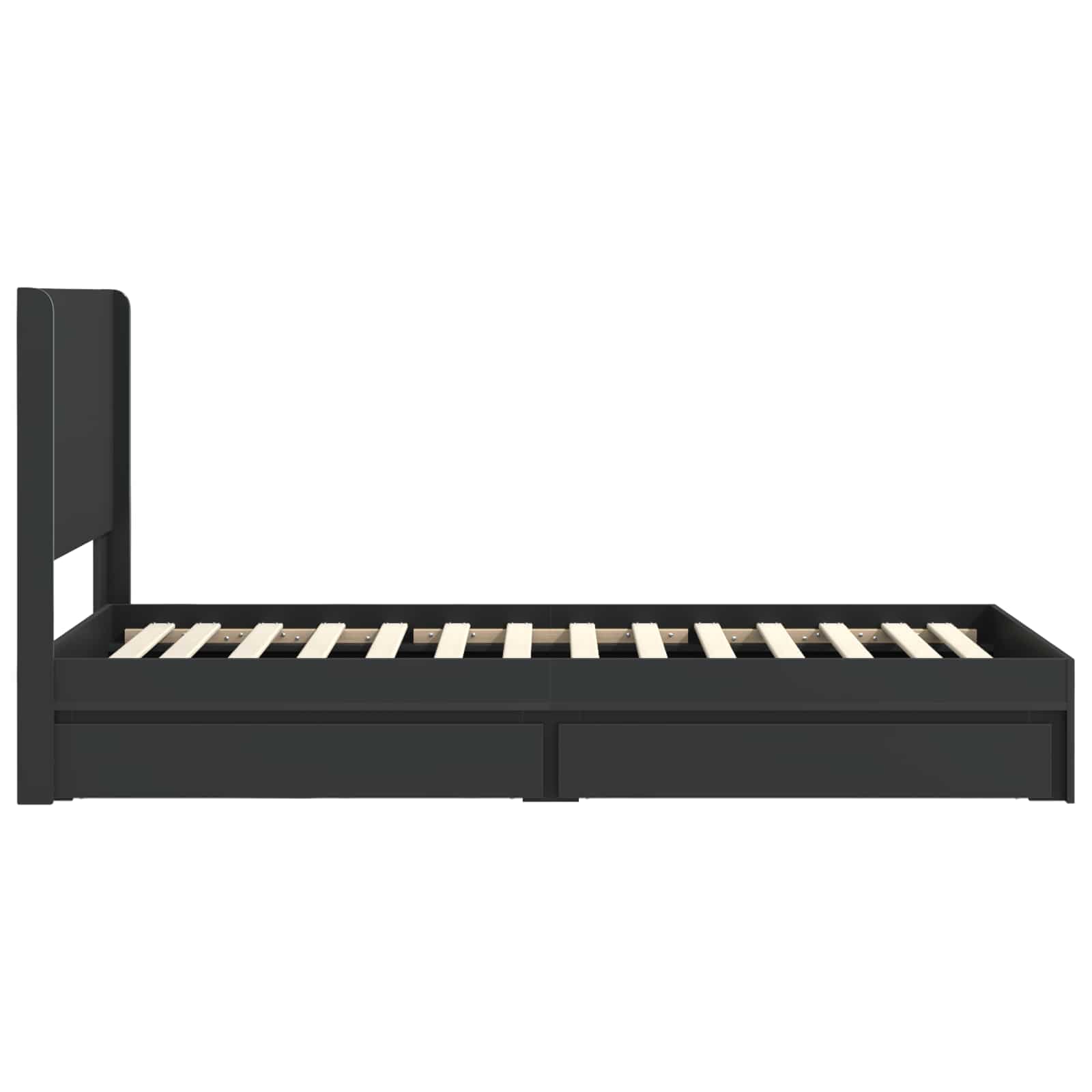 Cadre de lit avec rangement et tête de lit Noir 75 x 190 cm - XIOS