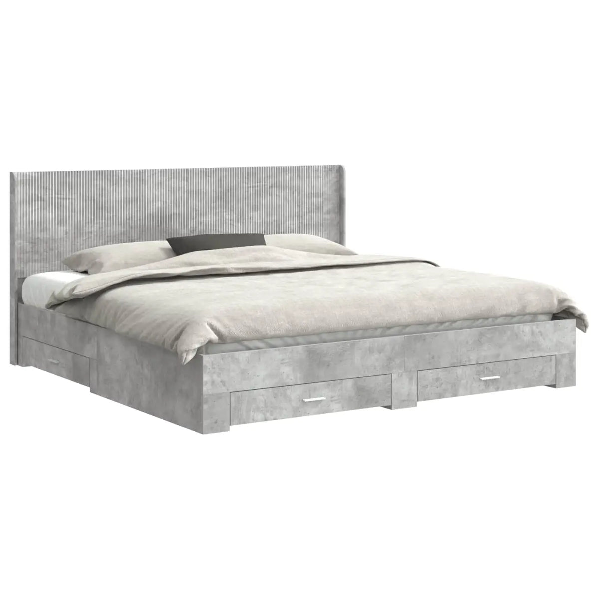 Cadre de lit avec rangement et tête de lit Gris béton - XIOS