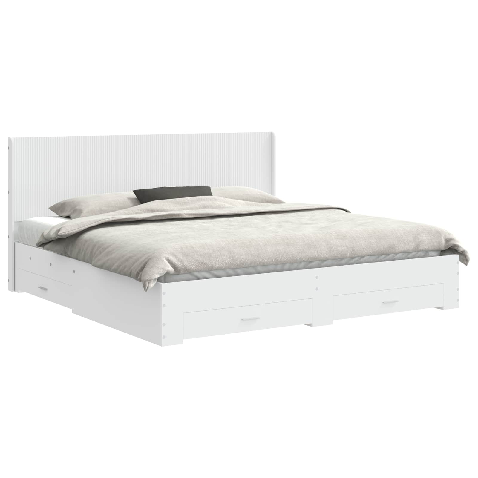 Cadre de lit avec rangement et tête de lit Blanc