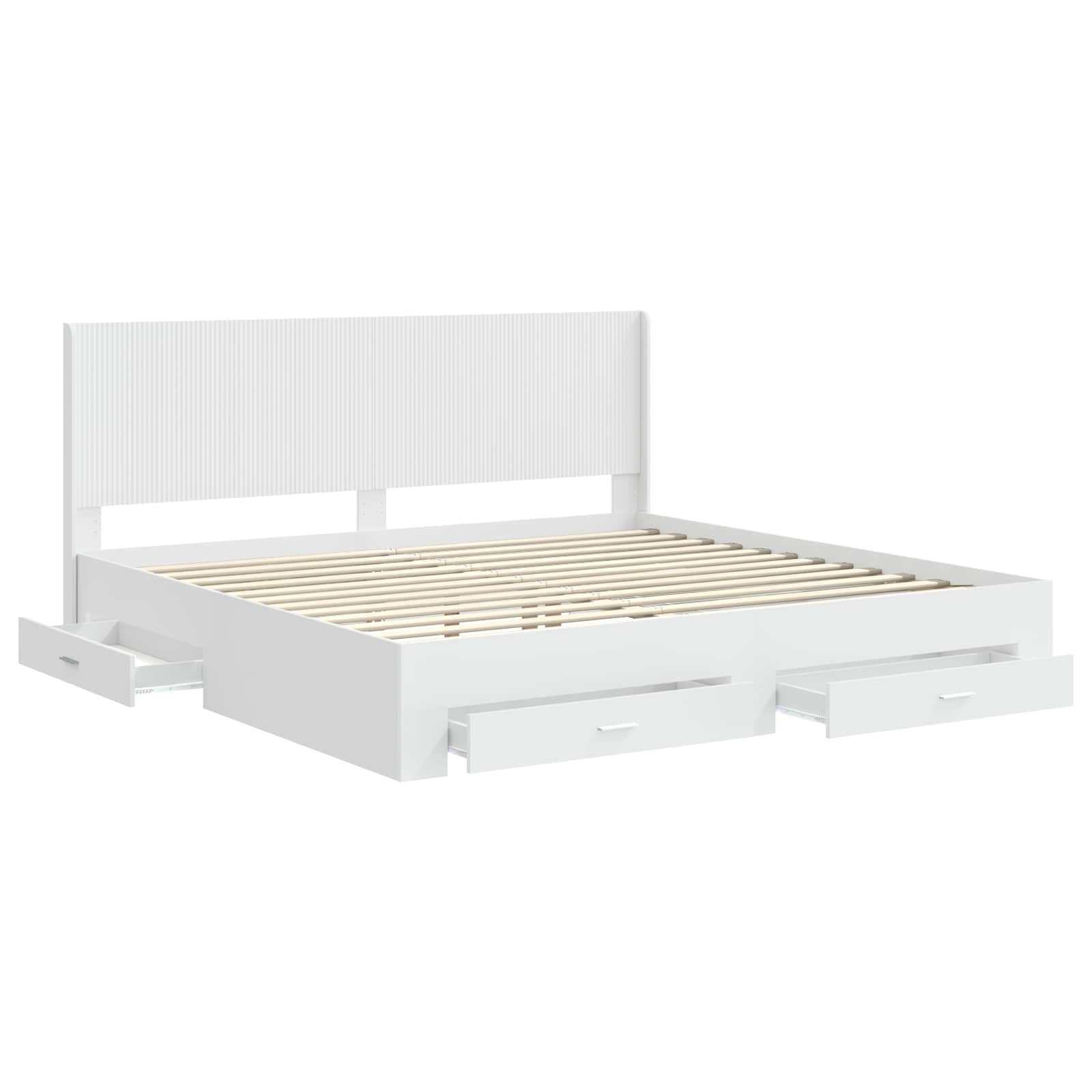 Cadre de lit avec rangement et tête de lit Blanc