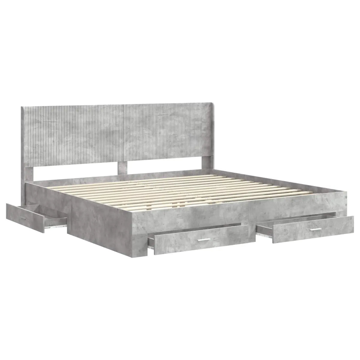 Cadre de lit avec rangement et tête de lit Gris béton - XIOS