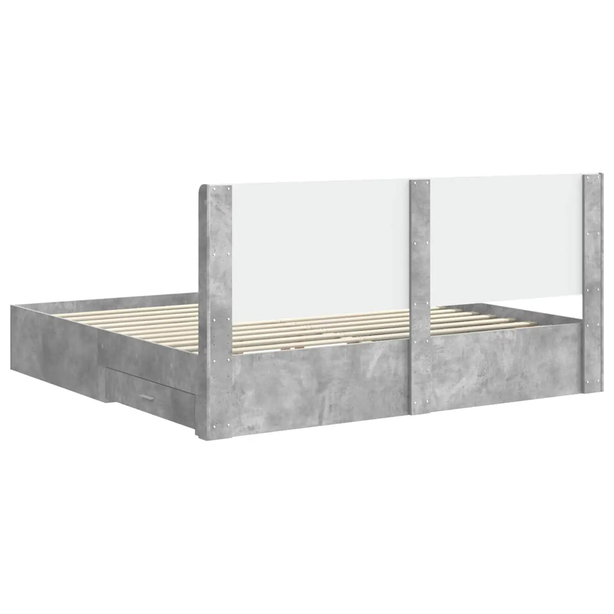 Cadre de lit avec rangement et tête de lit Gris béton - XIOS