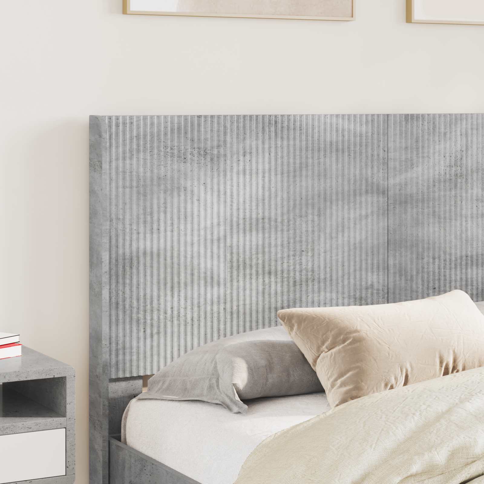 Cadre de lit avec rangement et tête de lit Gris béton