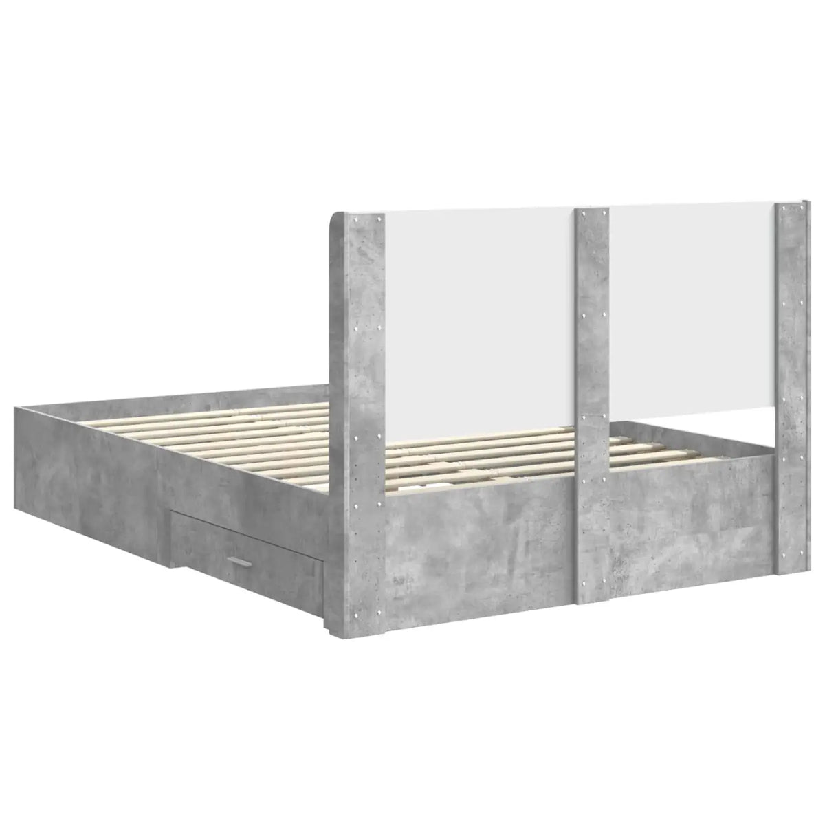 Cadre de lit avec rangement et tête de lit Gris béton - XIOS