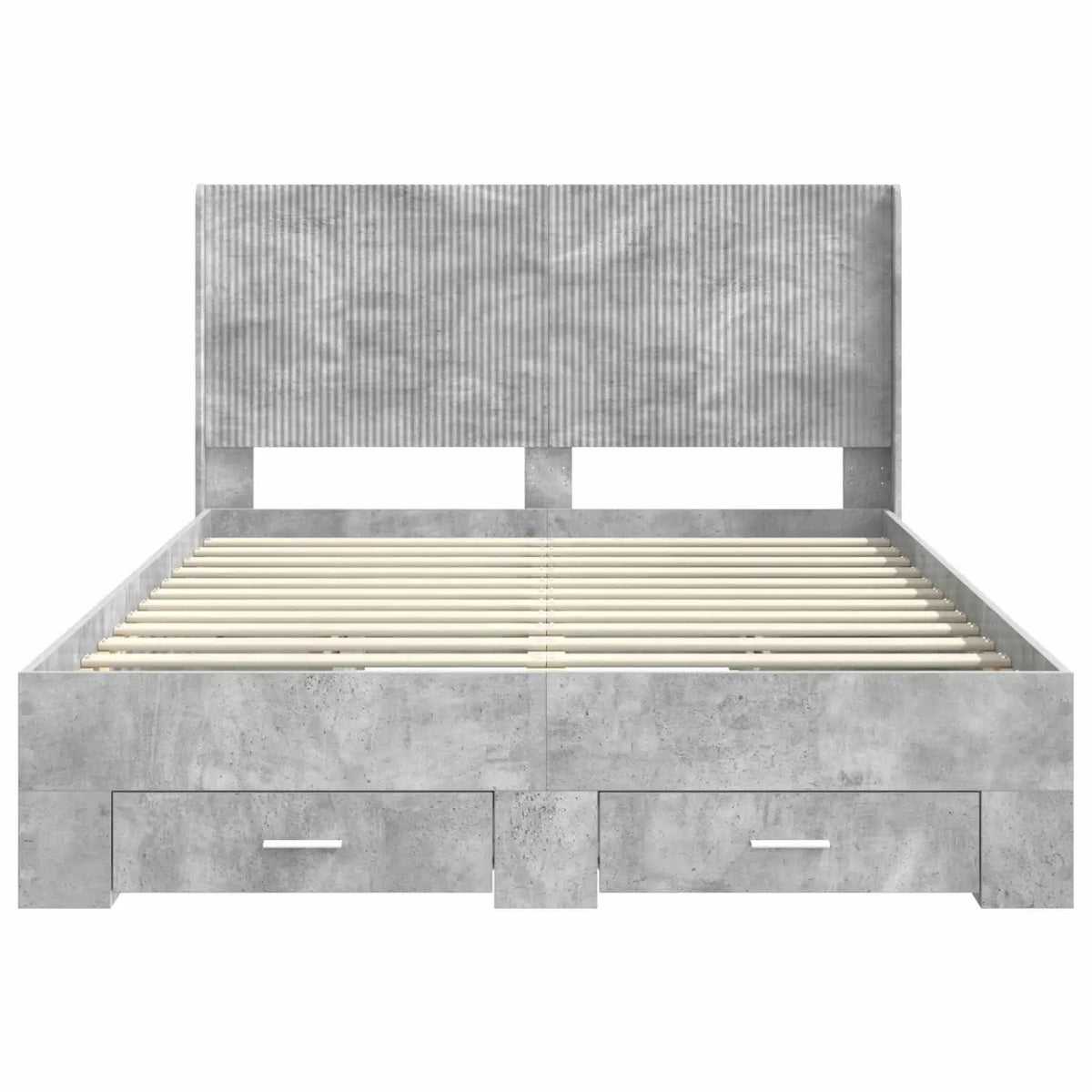 Cadre de lit avec rangement et tête de lit Gris béton - XIOS