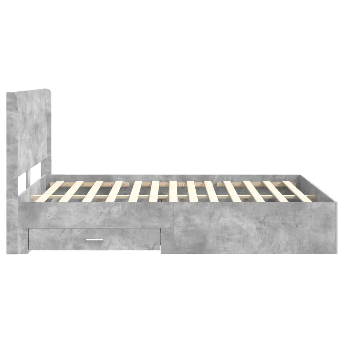 Cadre de lit avec rangement et tête de lit Gris béton - XIOS