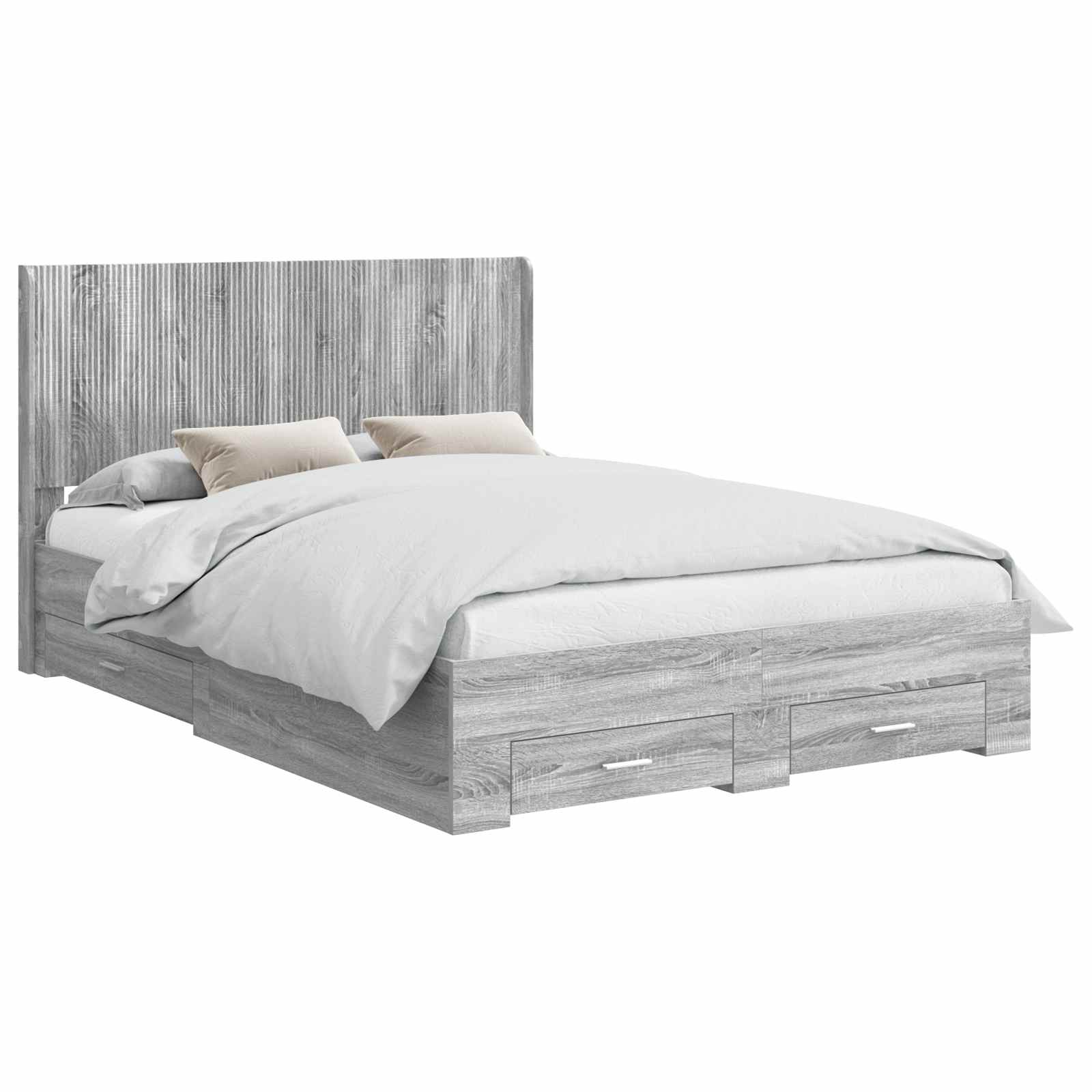 Cadre de lit avec rangement et tête de lit Sonoma gris
