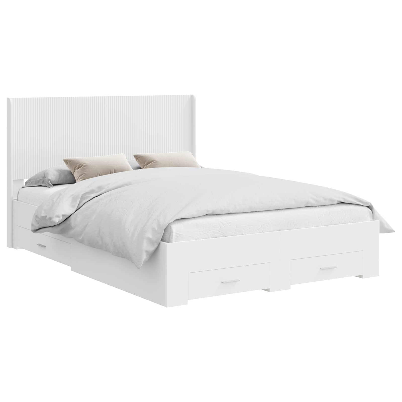 Cadre de lit avec rangement et tête de lit Blanc