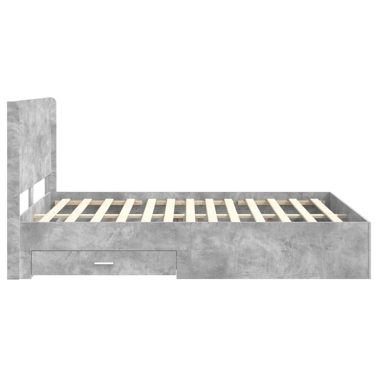 Cadre de lit avec rangement et tête de lit Gris béton