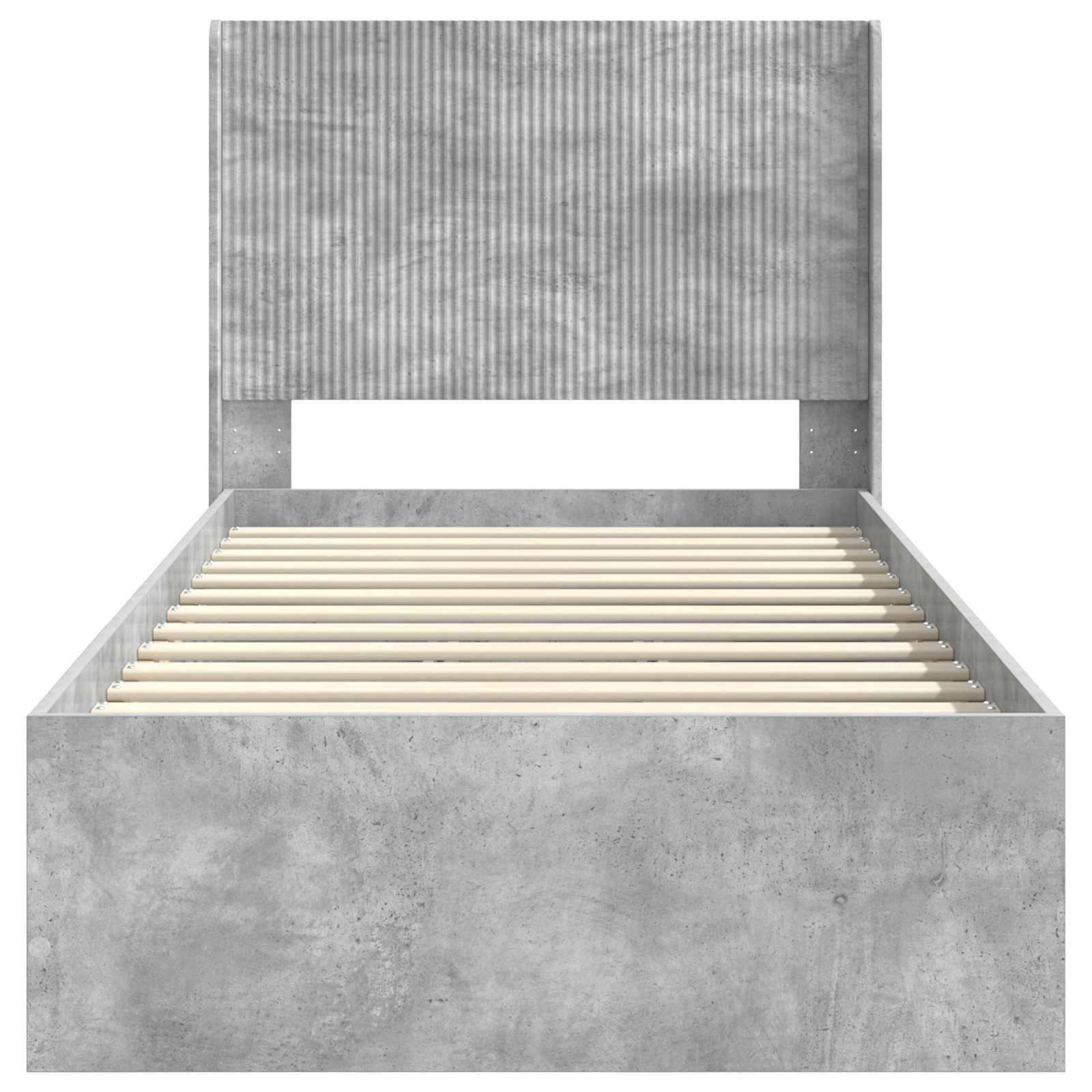 Cadre de lit avec rangement et tête de lit Gris béton