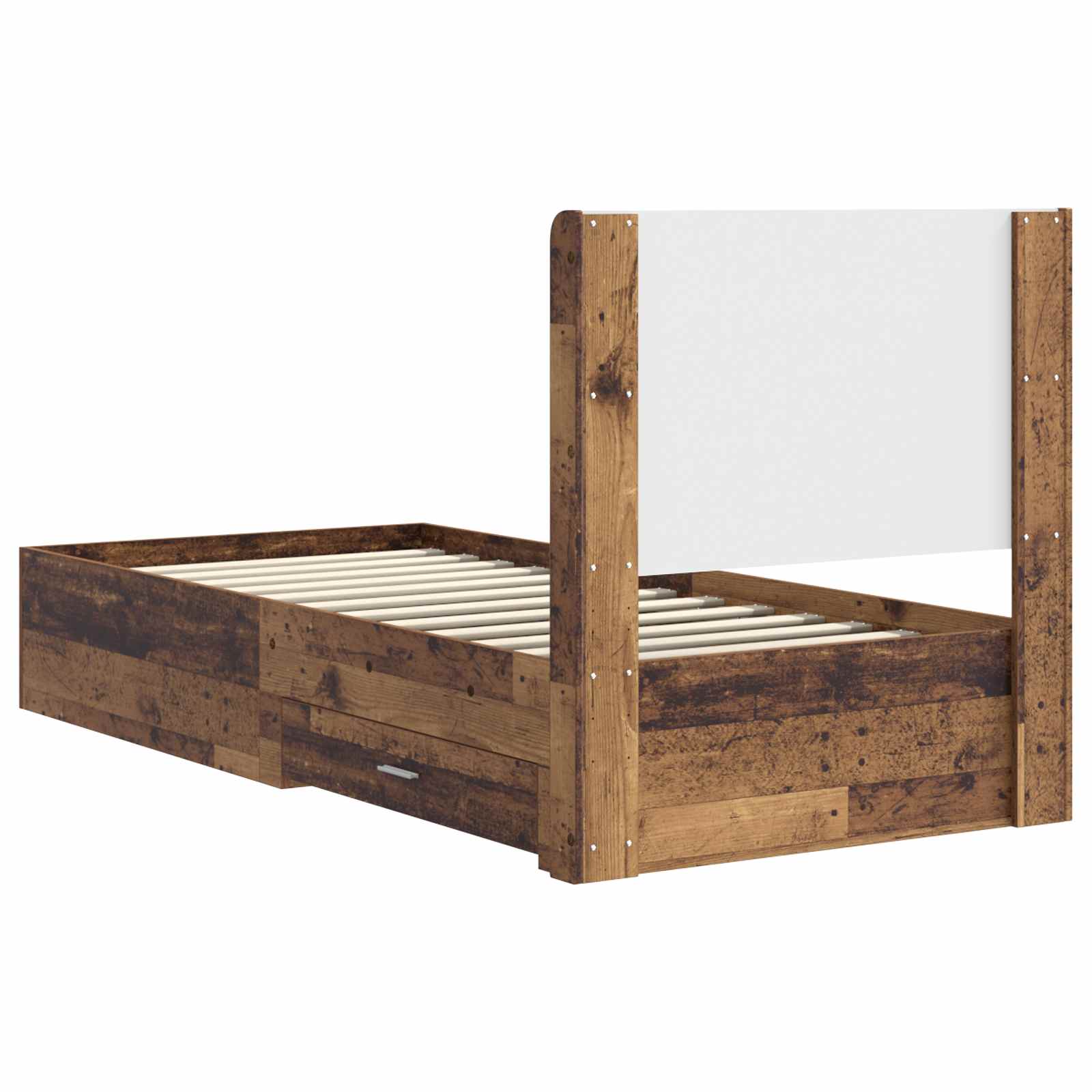 Cadre de lit avec rangement et tête de lit Bois ancien